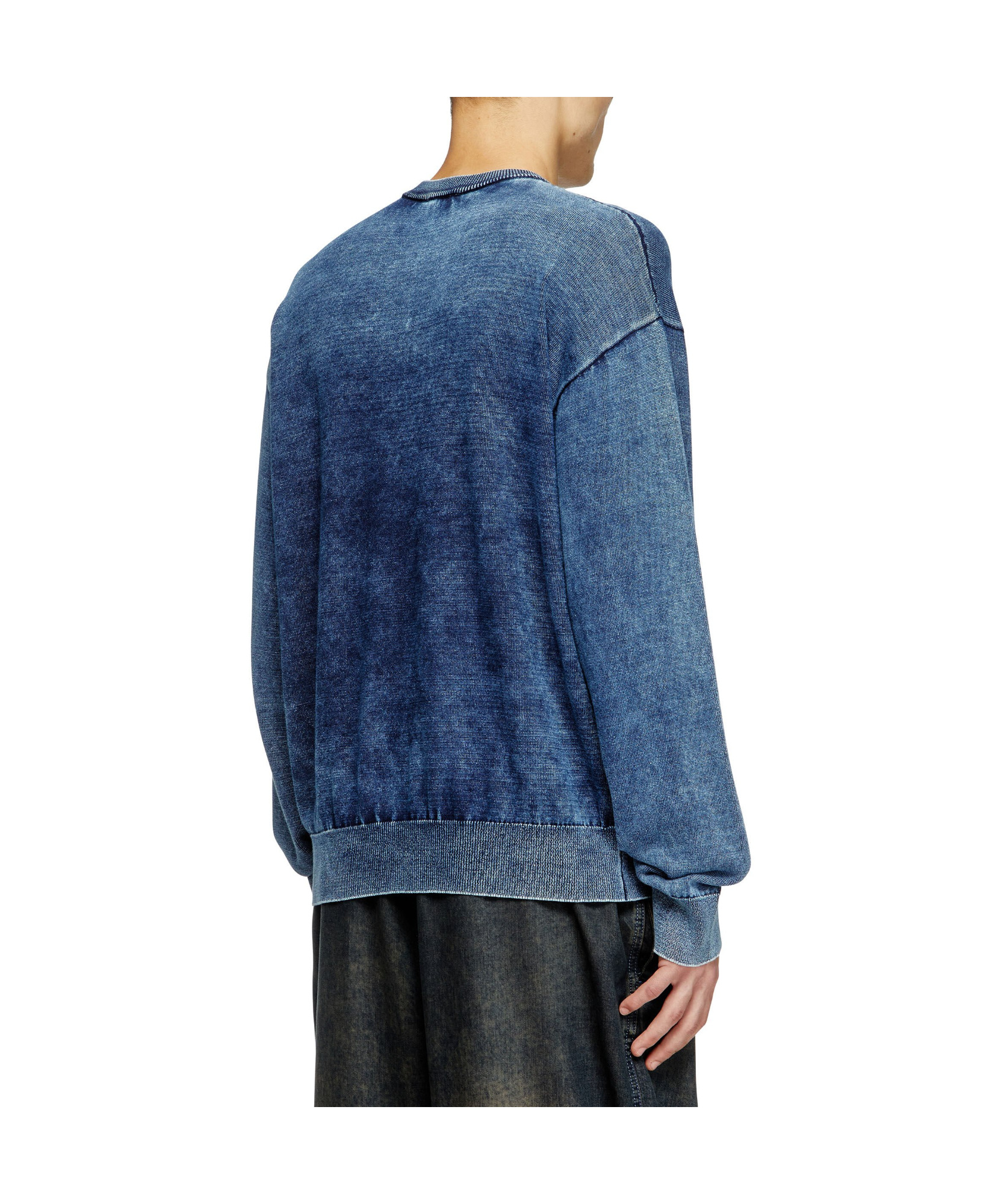 Diesel Phoenix Graphic Crewneck Sweater With Washed Effect In Blue