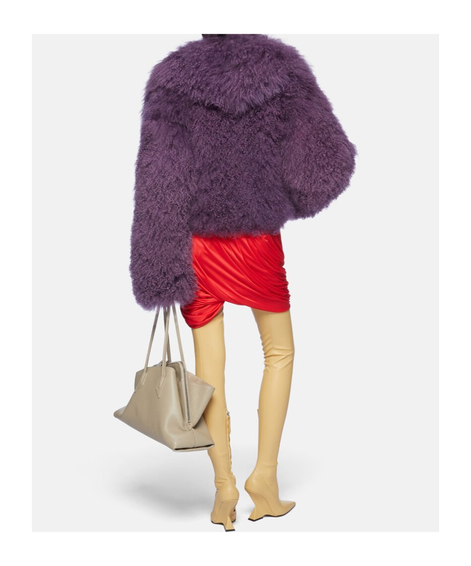 Attico Mongolia Fur Bomber Jacket In Violet In Purple