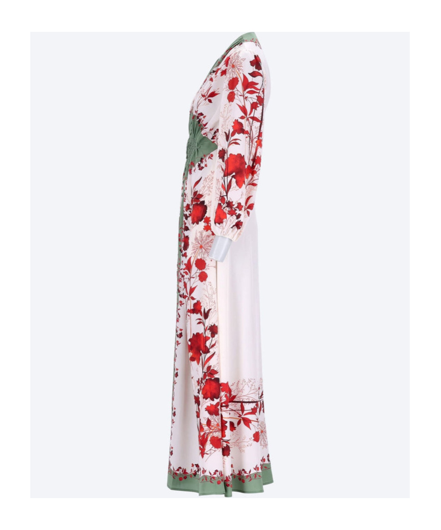 La Doublej La Double J Maxi Dress In Green Silk In White