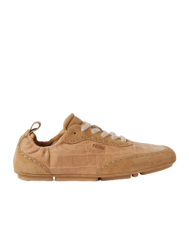Fendi Beige Leather Low-tops In Brown