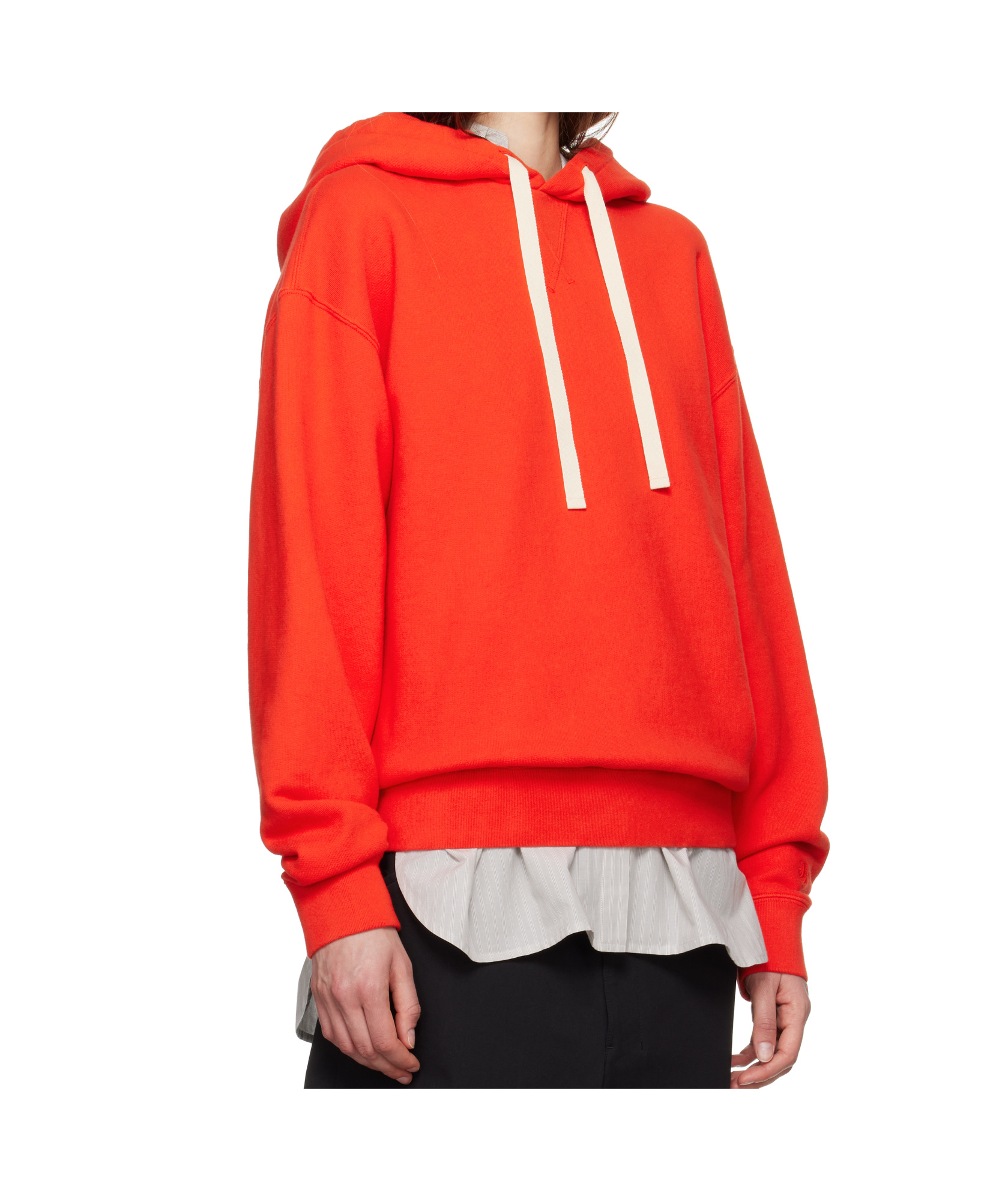 Jil Sander Orange Drawstring Hoodie In Orange
