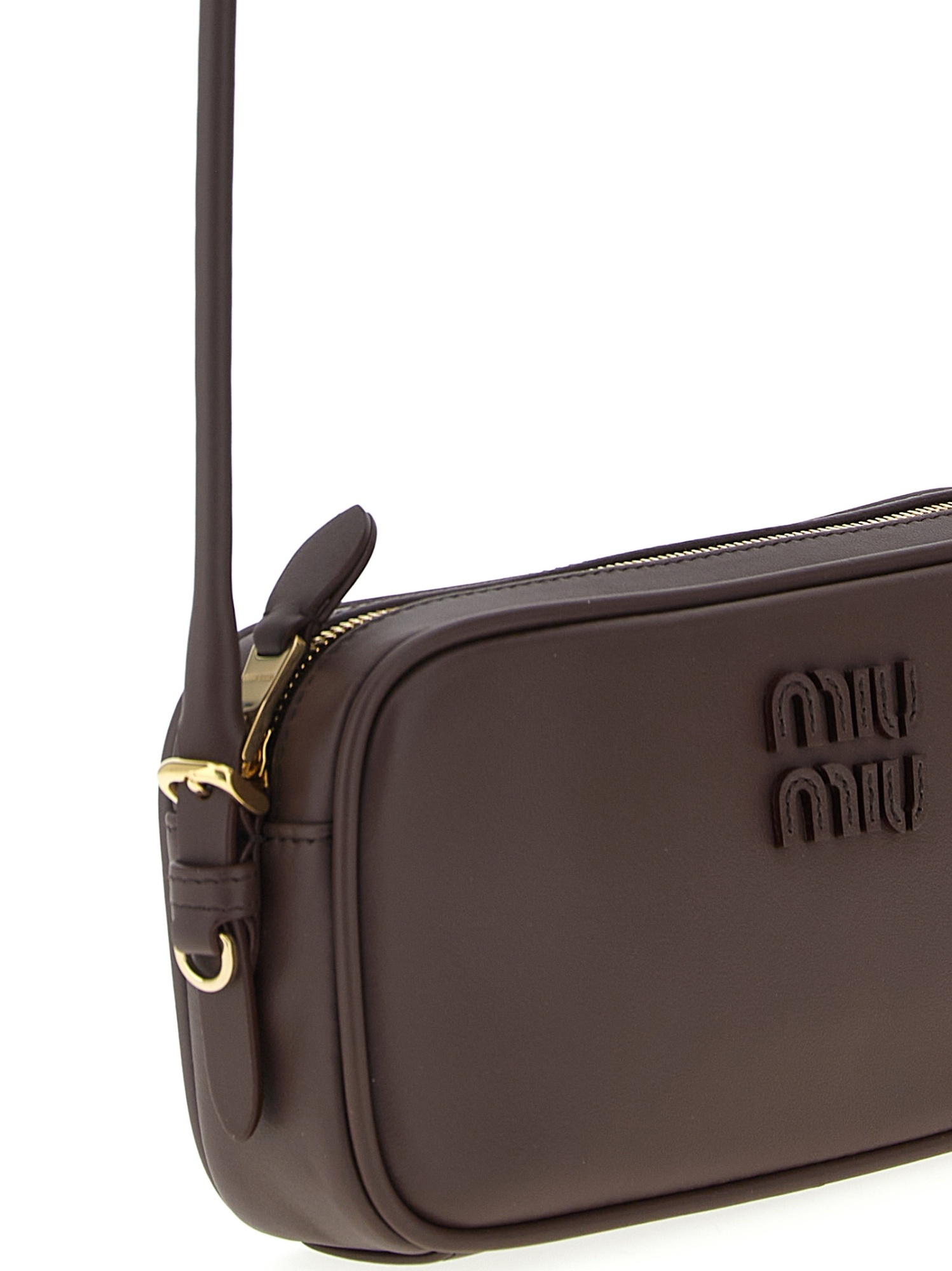 Miu Miu Zipper Shoulder Bag In Brown
