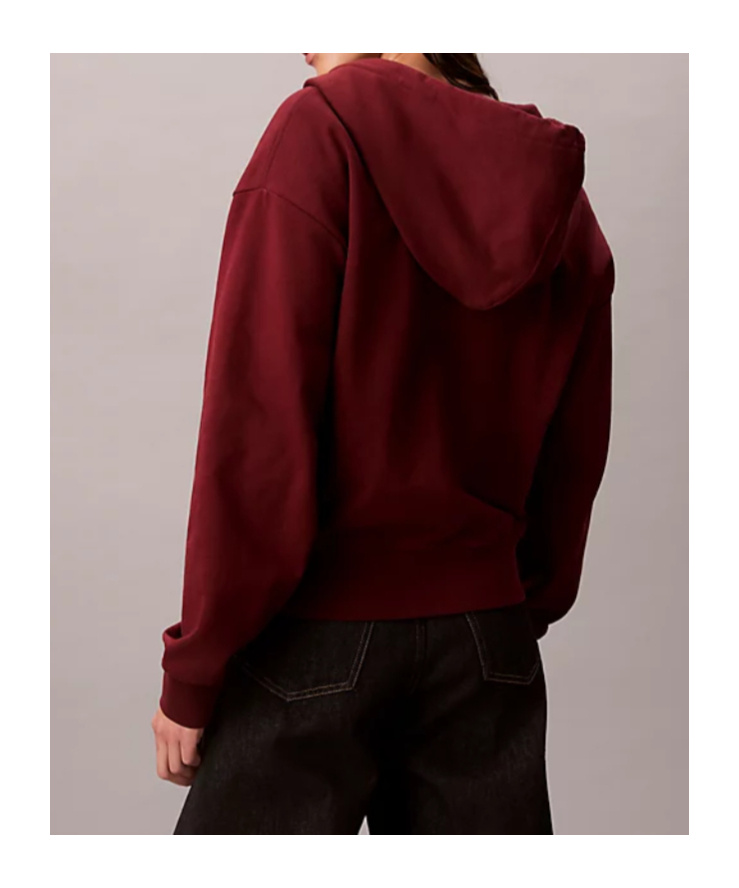 Calvin Klein Jeans Est.1978 Monogram Zip Up Hoodie In Burgundy