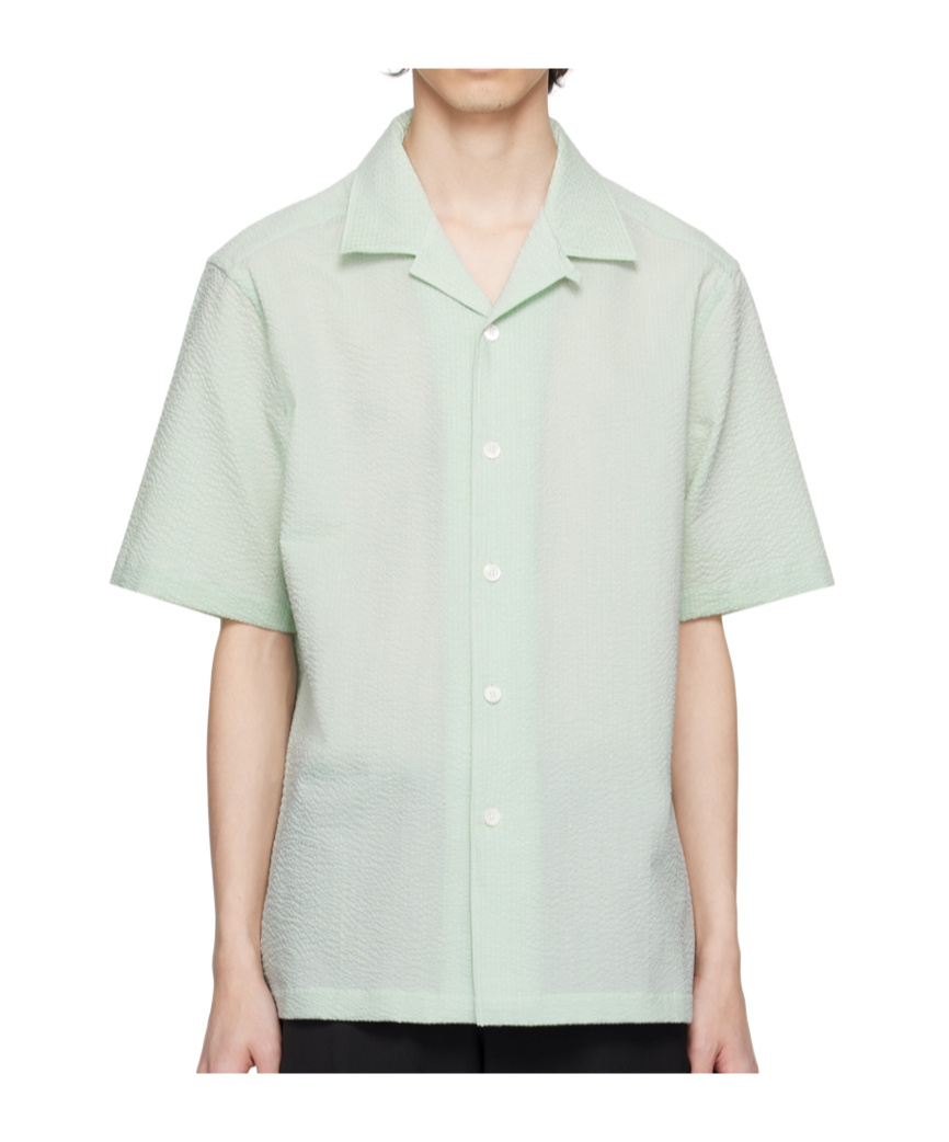 Zegna Green Button Shirt In White