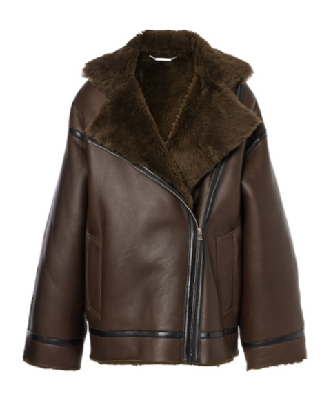Nour Hammour Jacqueline Shearling-trimmed Leather Jacket In Black