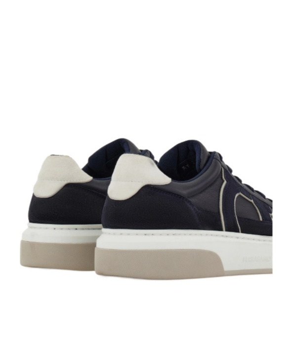 Ferragamo Leather Suede-detail Sneakers In Blue