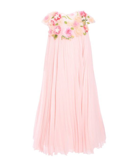 Marchesa Floral-appliqué Dress In Pink