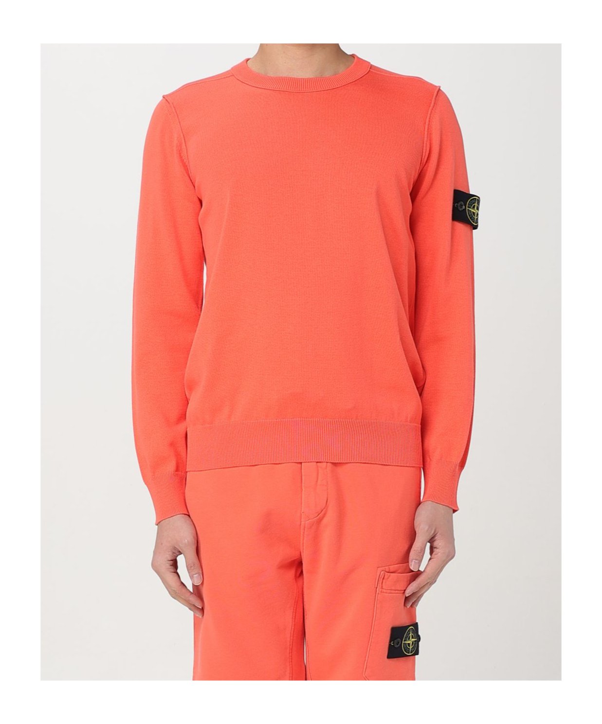 Stone Island Men's Sunset Orange Wool Jumper Sweater In Orange