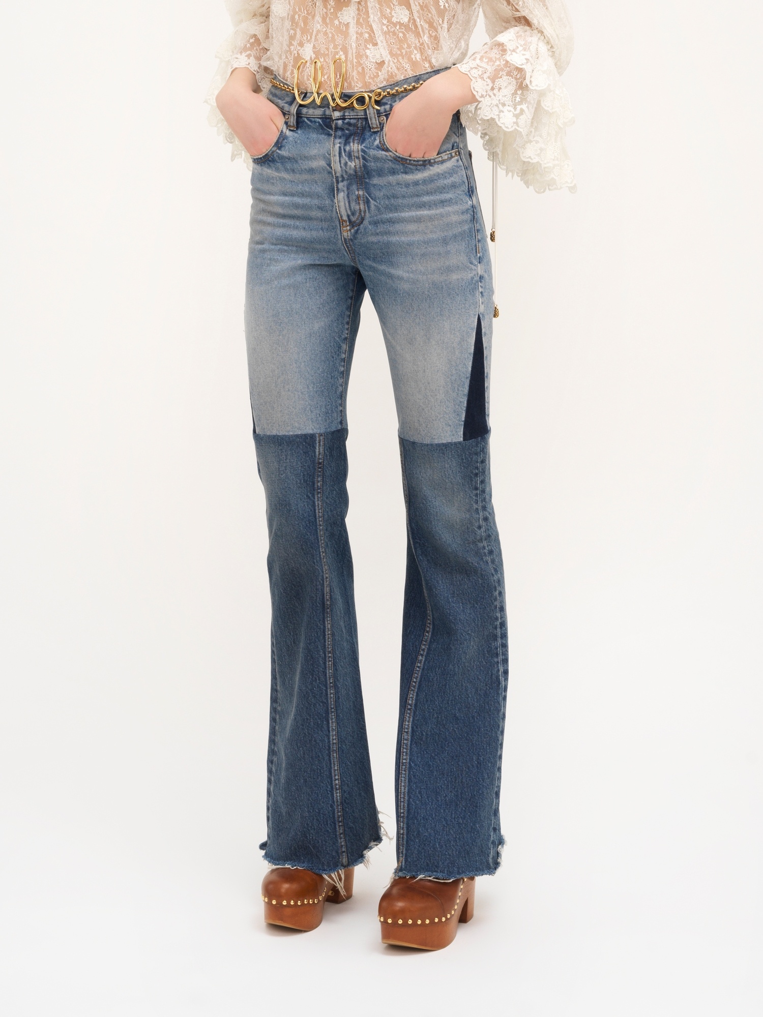 Chloé Patchwork Rigid High-rise Flared-leg Jeans