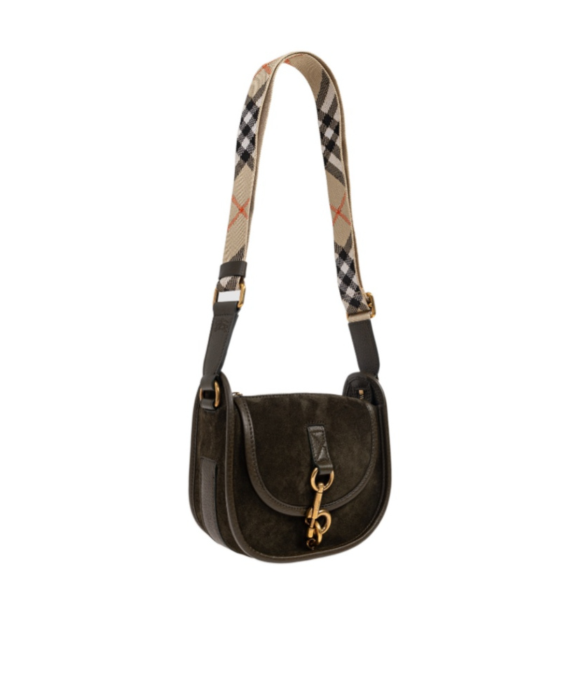 Burberry Clip Foldover-top Mini Shoulder Bag In Brown