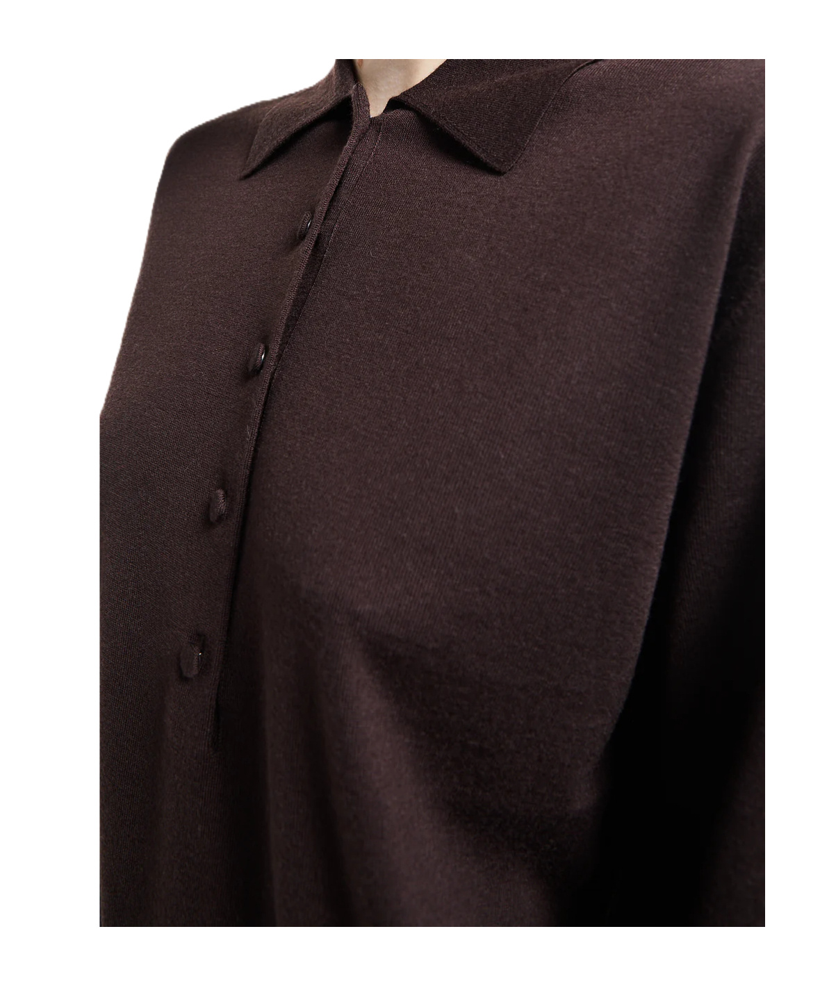 Dries Van Noten Long-sleeved Polo Sweater In Brown
