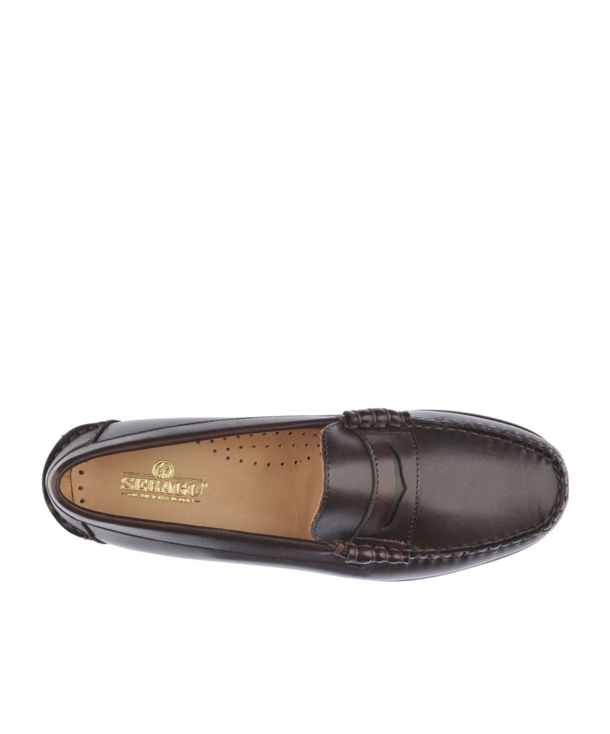 Sebago Leather Moc Stitching Penny Slot Loafers In Brown