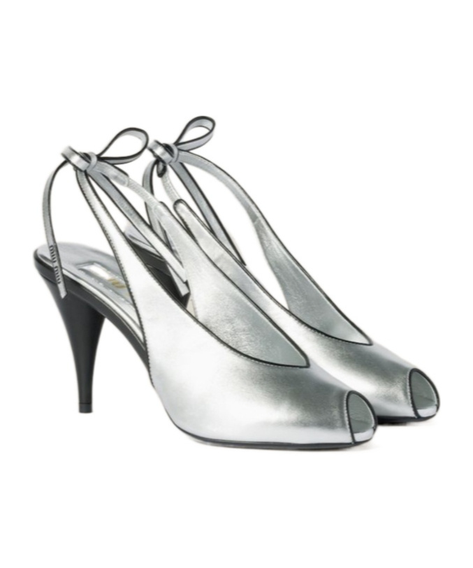 Miu Miu Metallic Leather Peep Toe Sandals