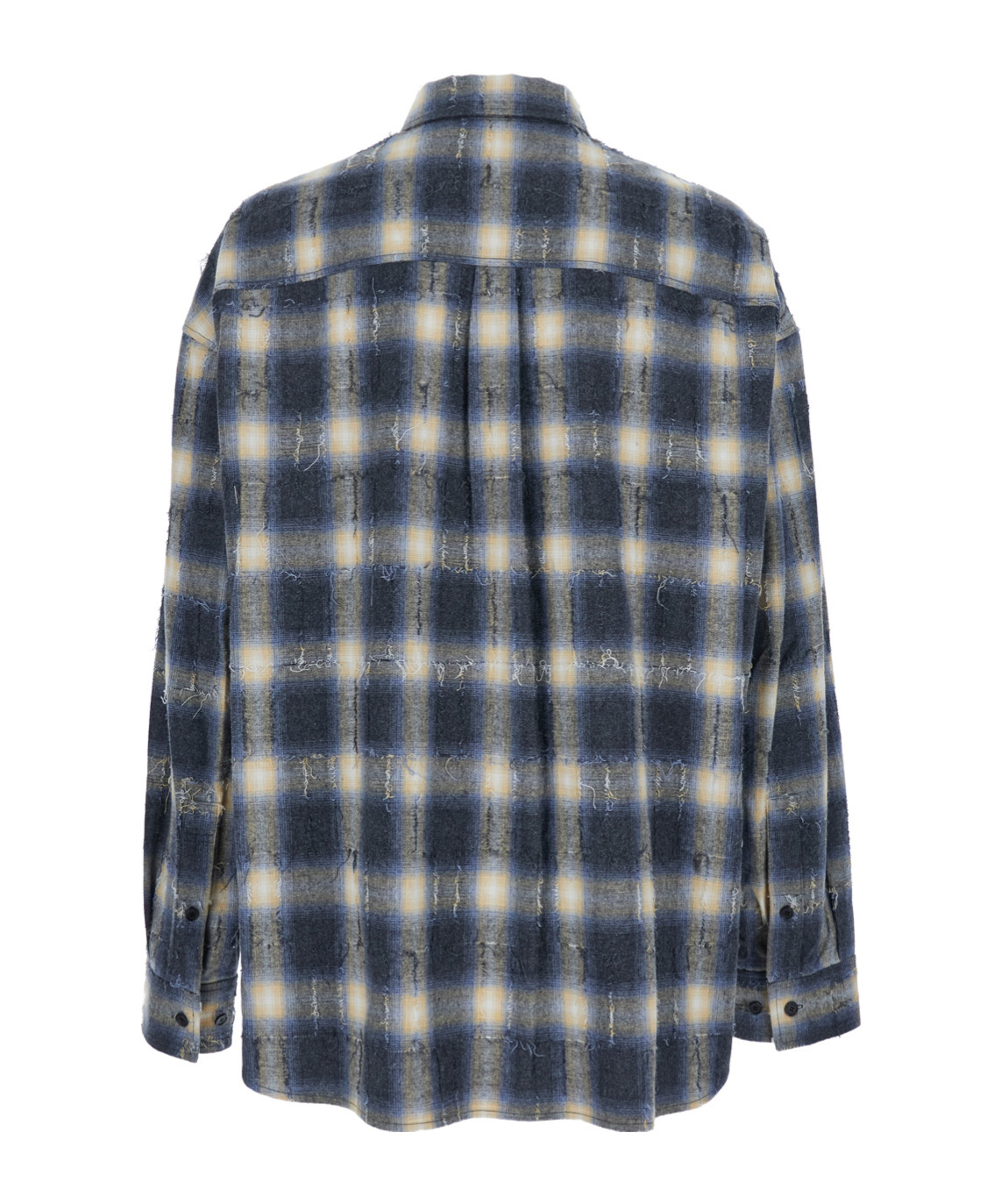 Juunj Multicolor Shirt With Classic Collar And All-over Check Motif In Cotton Man In Blue