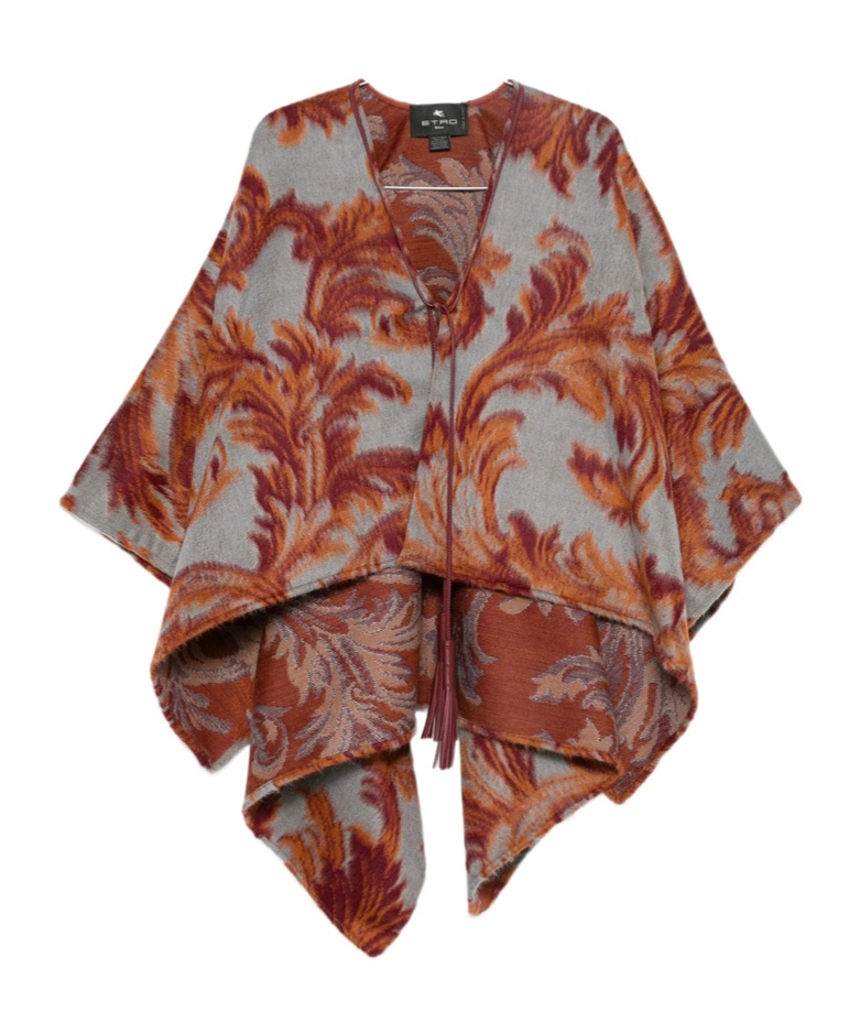 Etro Paisley-jacquard Brushed Wool-blend Cape In Multi