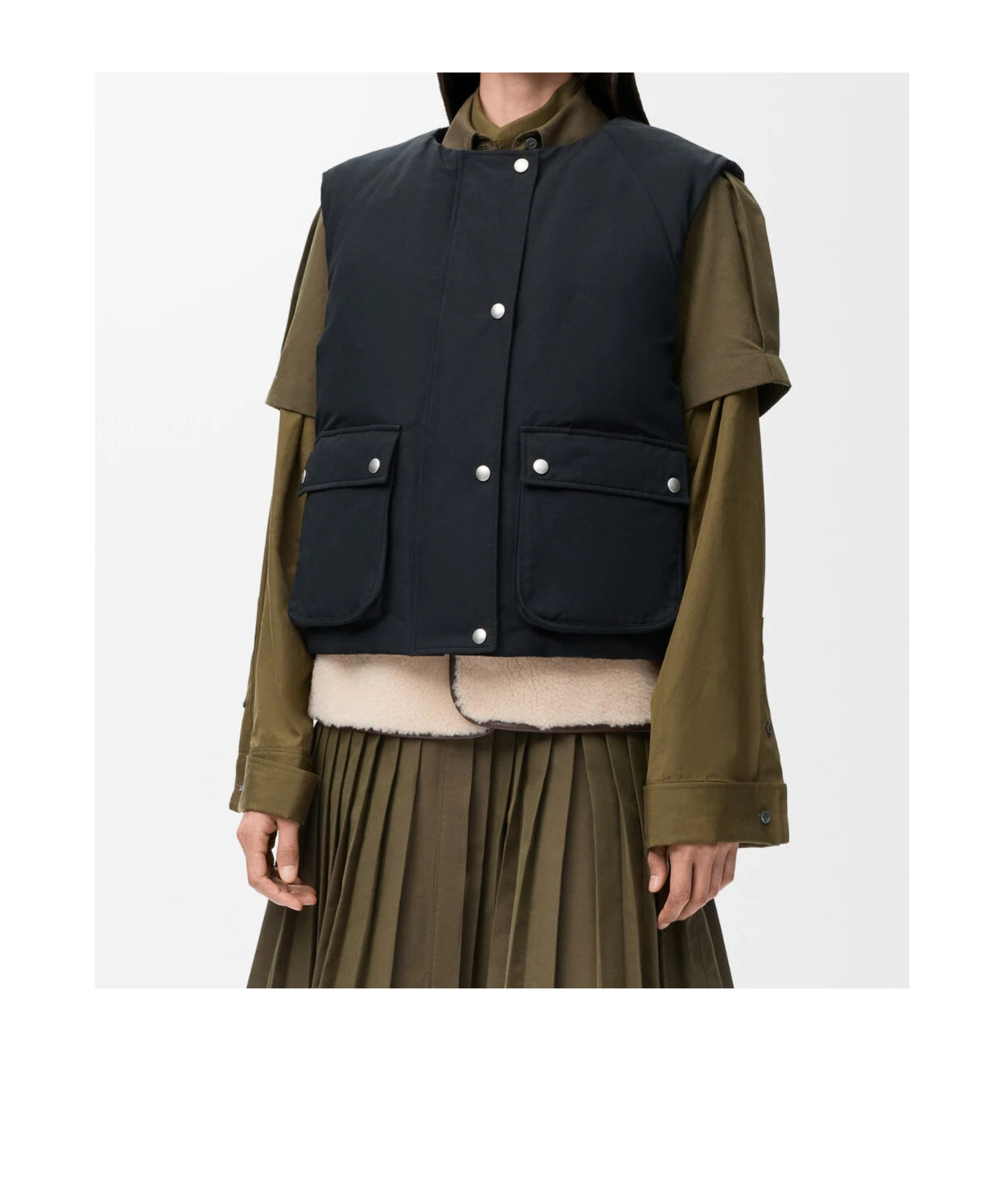 Loewe Puffer Vest In Shearling And Cotton Blend In Multi