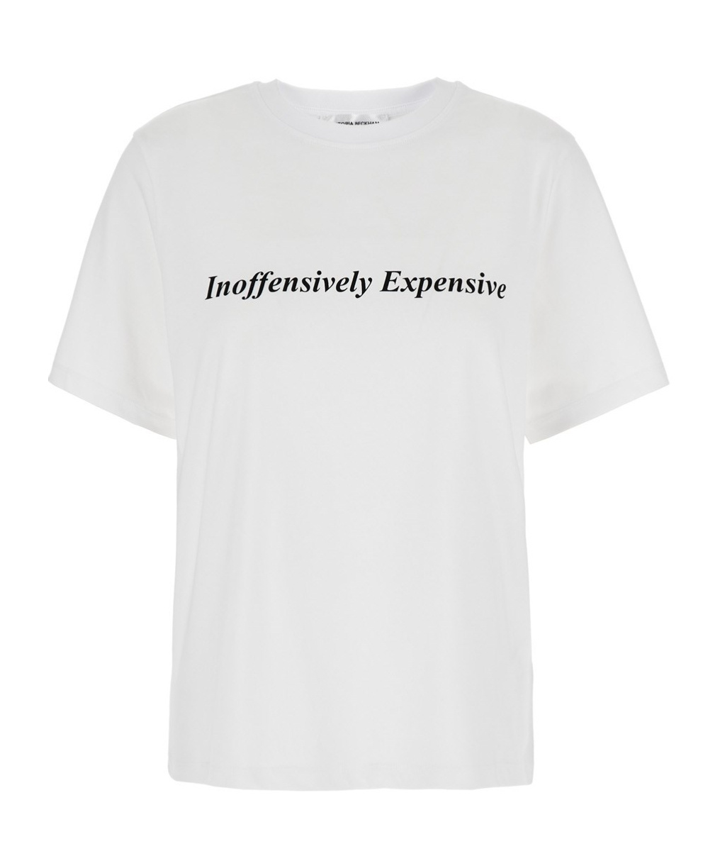 Victoria Beckham White T-shirt With Slogan Lettering On The Front In White