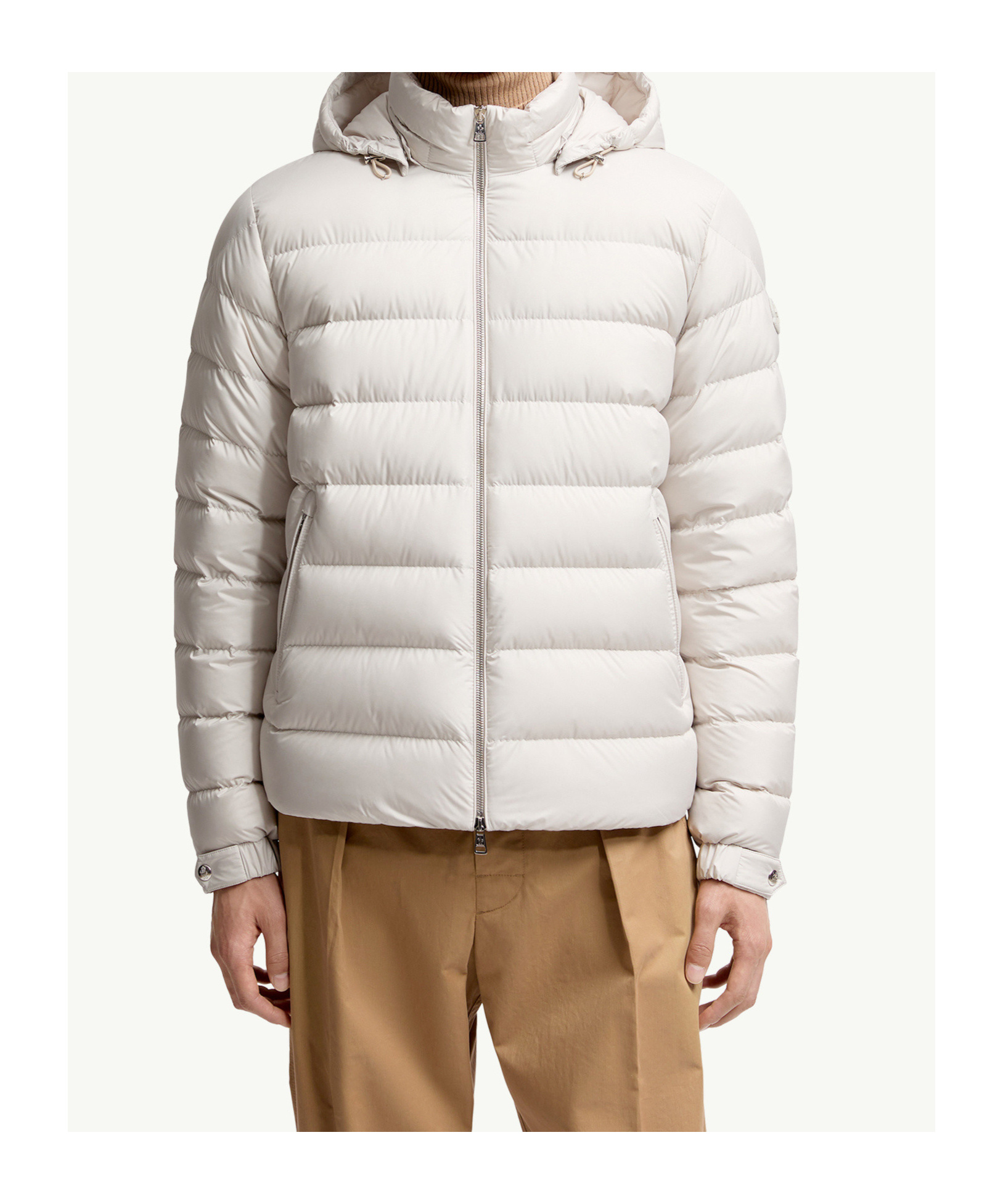 Moncler Arneb Hooded Cropped Down Jacket In White