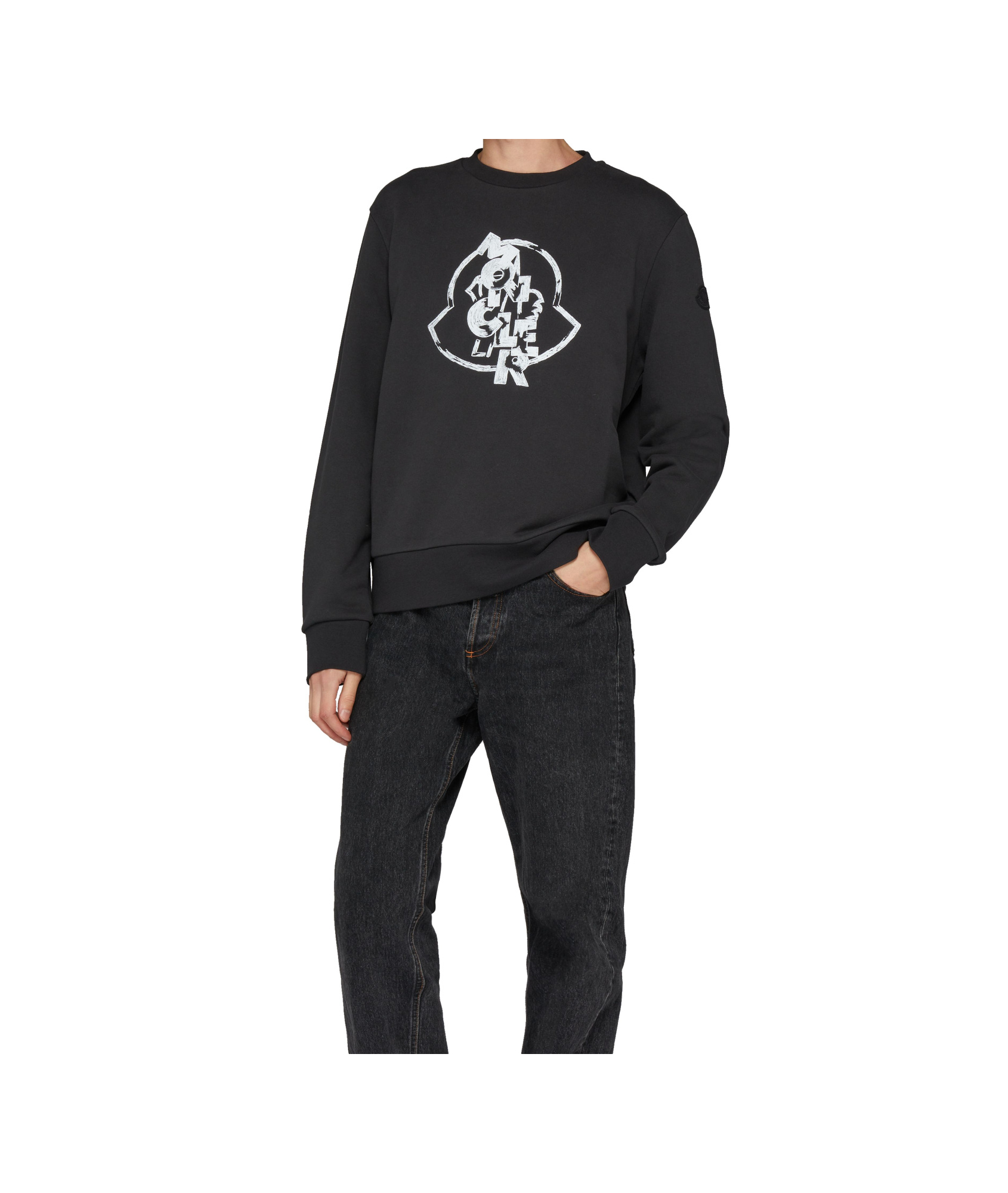 Shop Moncler Logo Sweatshirt In Grey