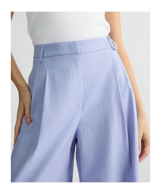 Liu •jo Linen And Cotton Palazzo Trousers In Blue