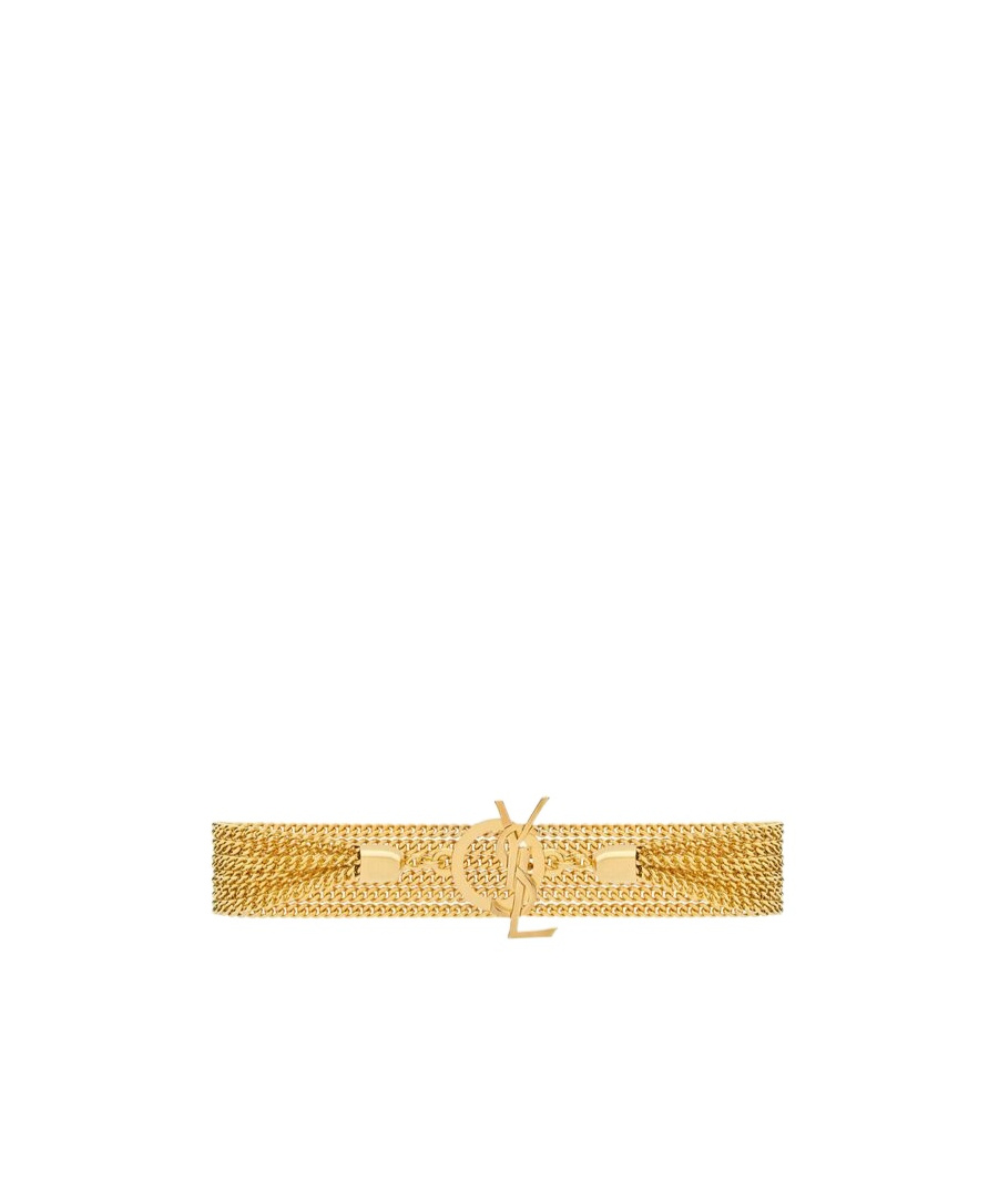 Saint Laurent Multi-chain Cassandre Bracelet In Yellow