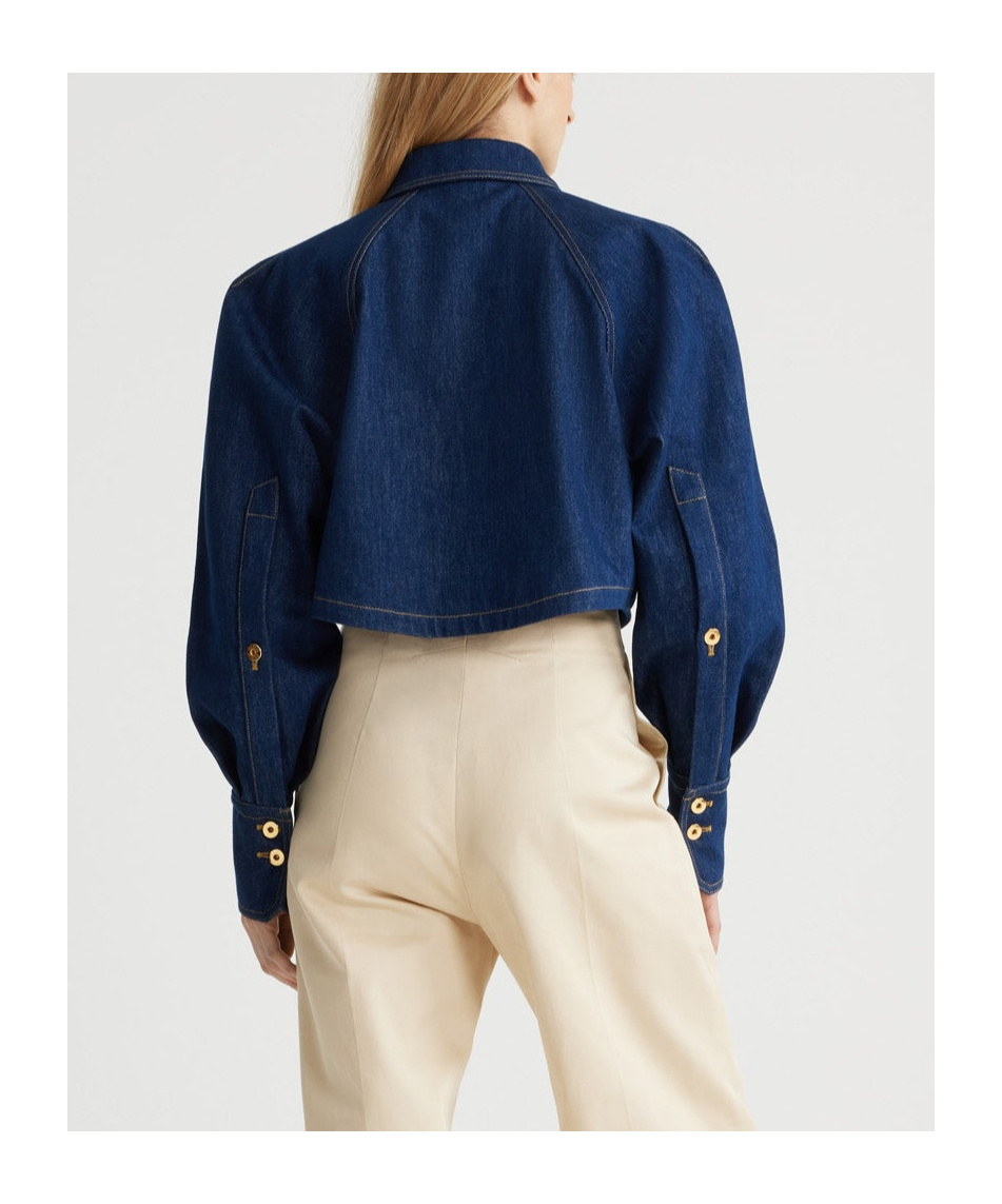 Patou Organic-cotton Denim Cropped Shirt In Blue