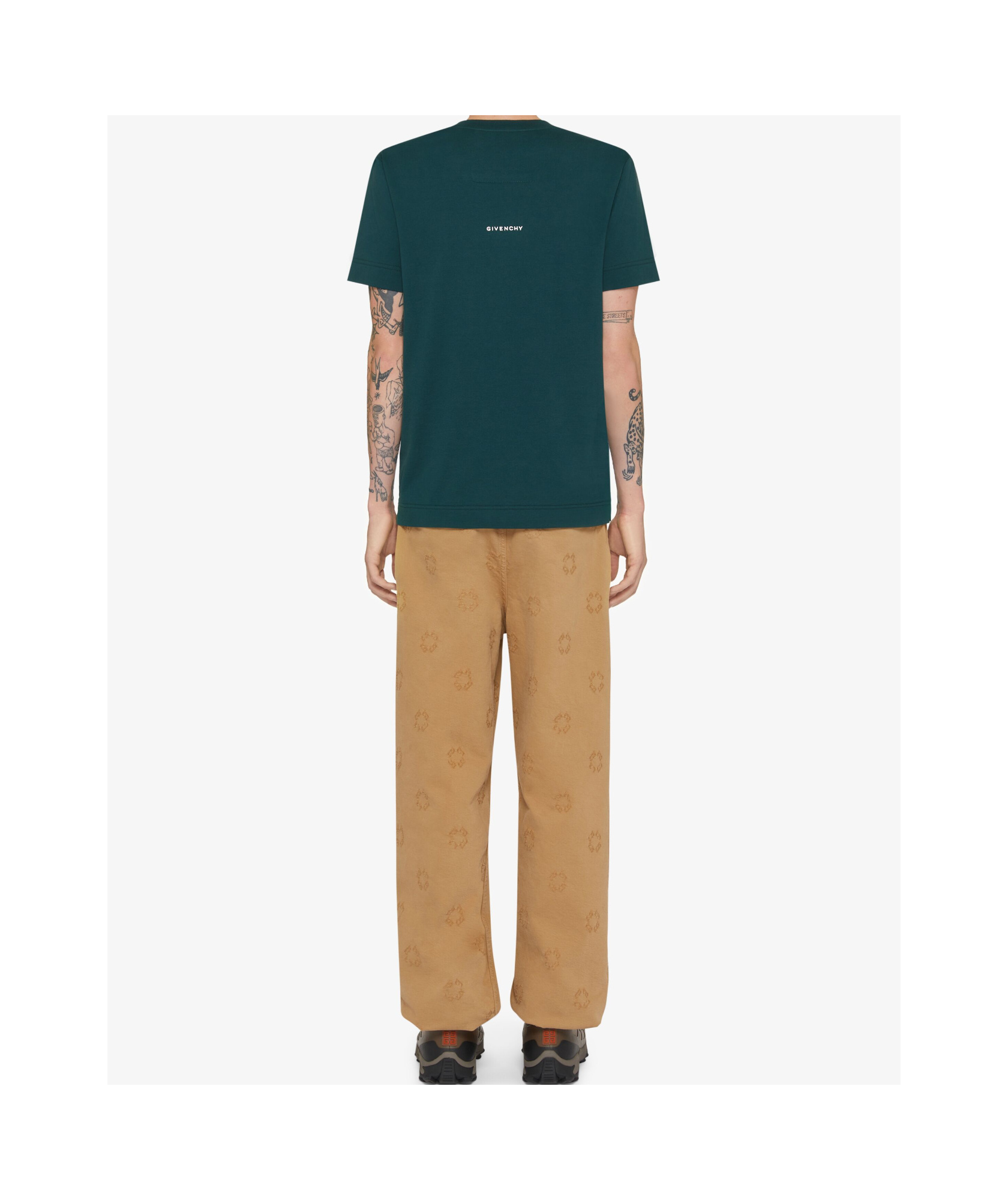 Givenchy Men Green Crewneck T-shirt With 4g Logo On The Front In Cotton Man In Green