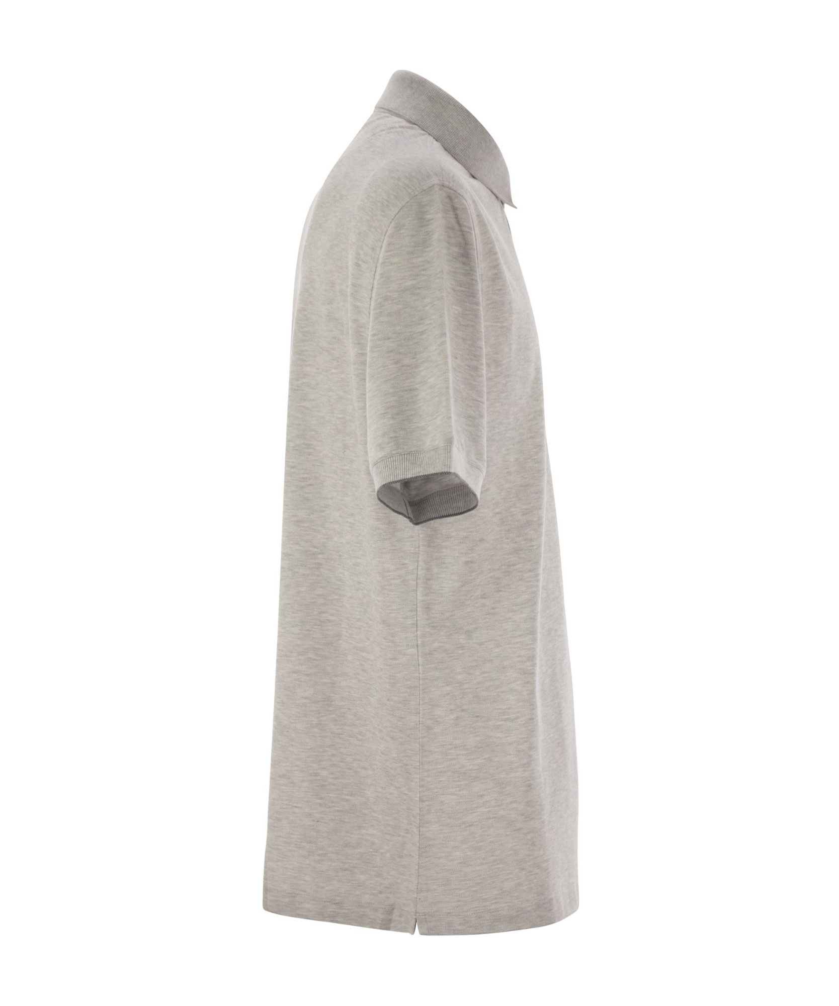 Brunello Cucinelli Cotton Polo Shirt With Printed Logo In Gray