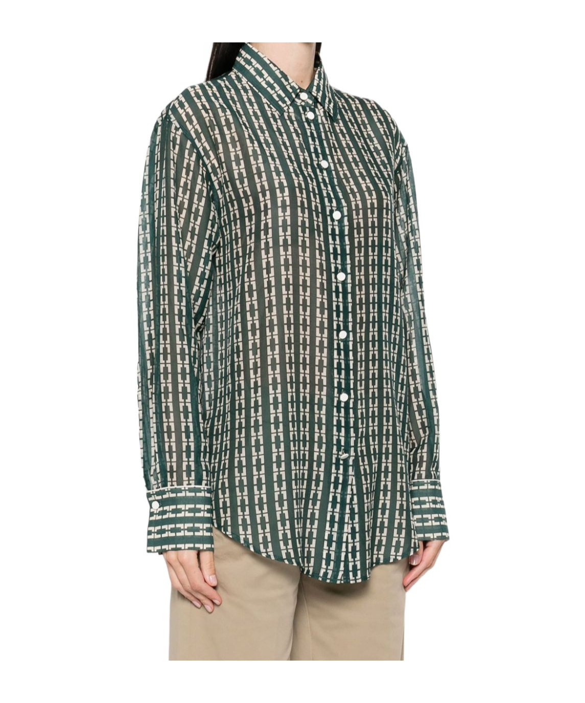 Forte Forte Geometric-print Shirt In Green