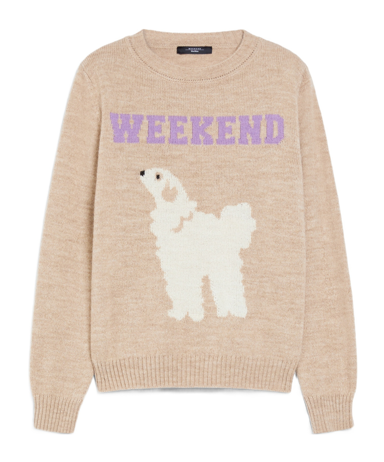 Weekend Max Mara Alpaca And Wool Decal Sweater In Nude