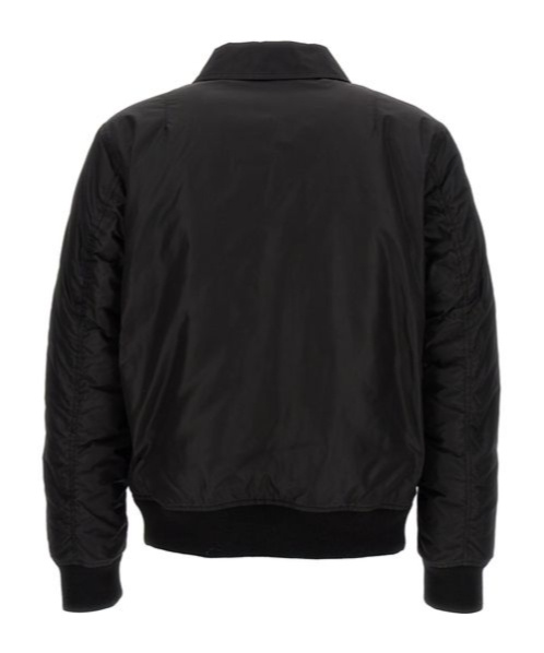 Saint Laurent Collared Silk Bomber With Ribbed Cuffs In Black