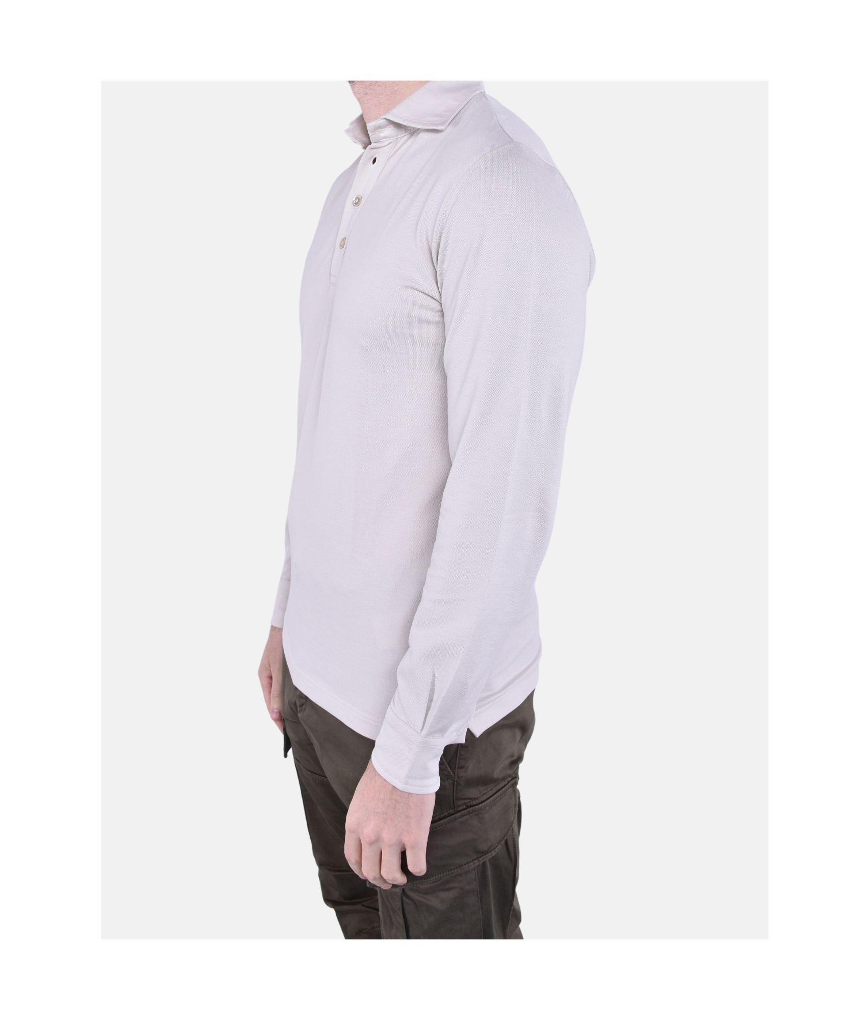 Eleventy Polo In Cotone Manica Lunga In White