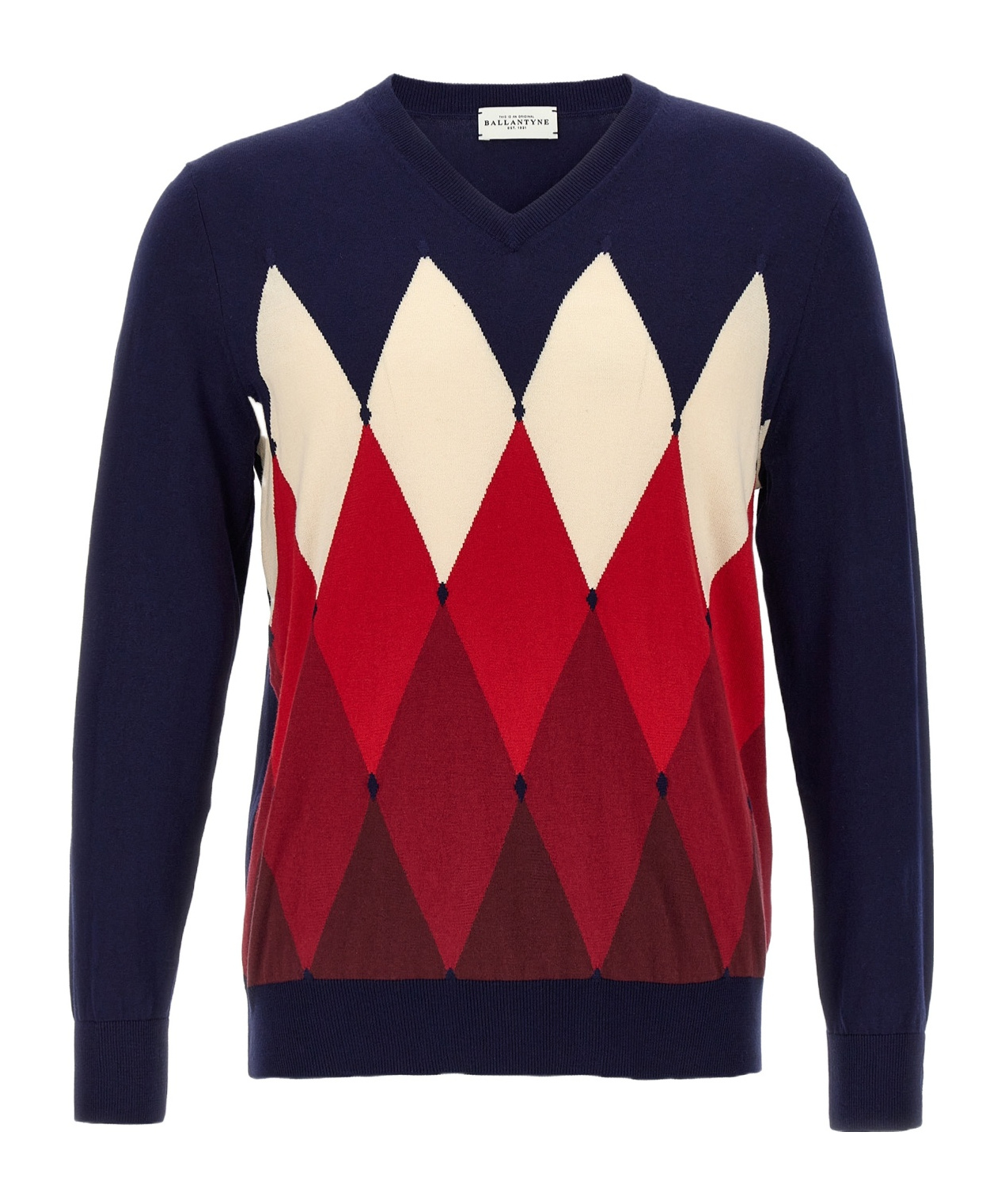 Ballantyne Blue Argyle Sweater In Black