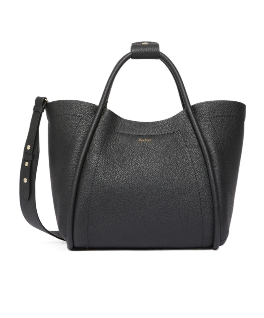 Max Mara Small Leather Marine Bag In Black