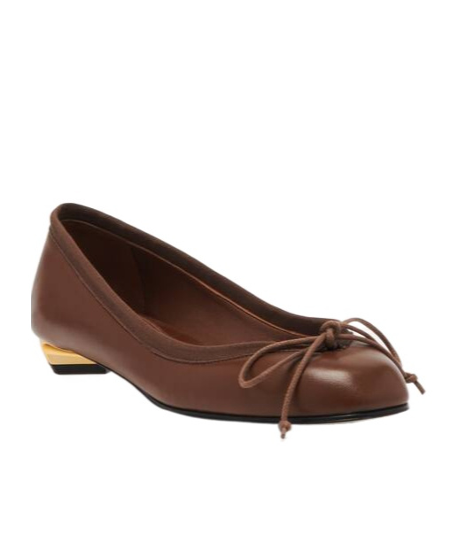 Alexander Mcqueen Round Head Ballet Shoes In Walnut/gold