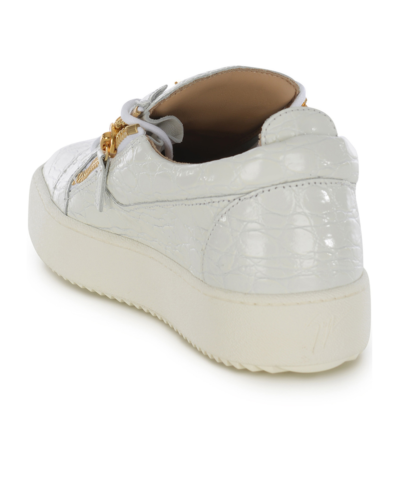 Giuseppe Zanotti Glossy Leather Sneakers In White