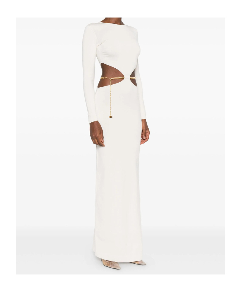 Elisabetta Franchi Cut-out Maxi Dress In Gray
