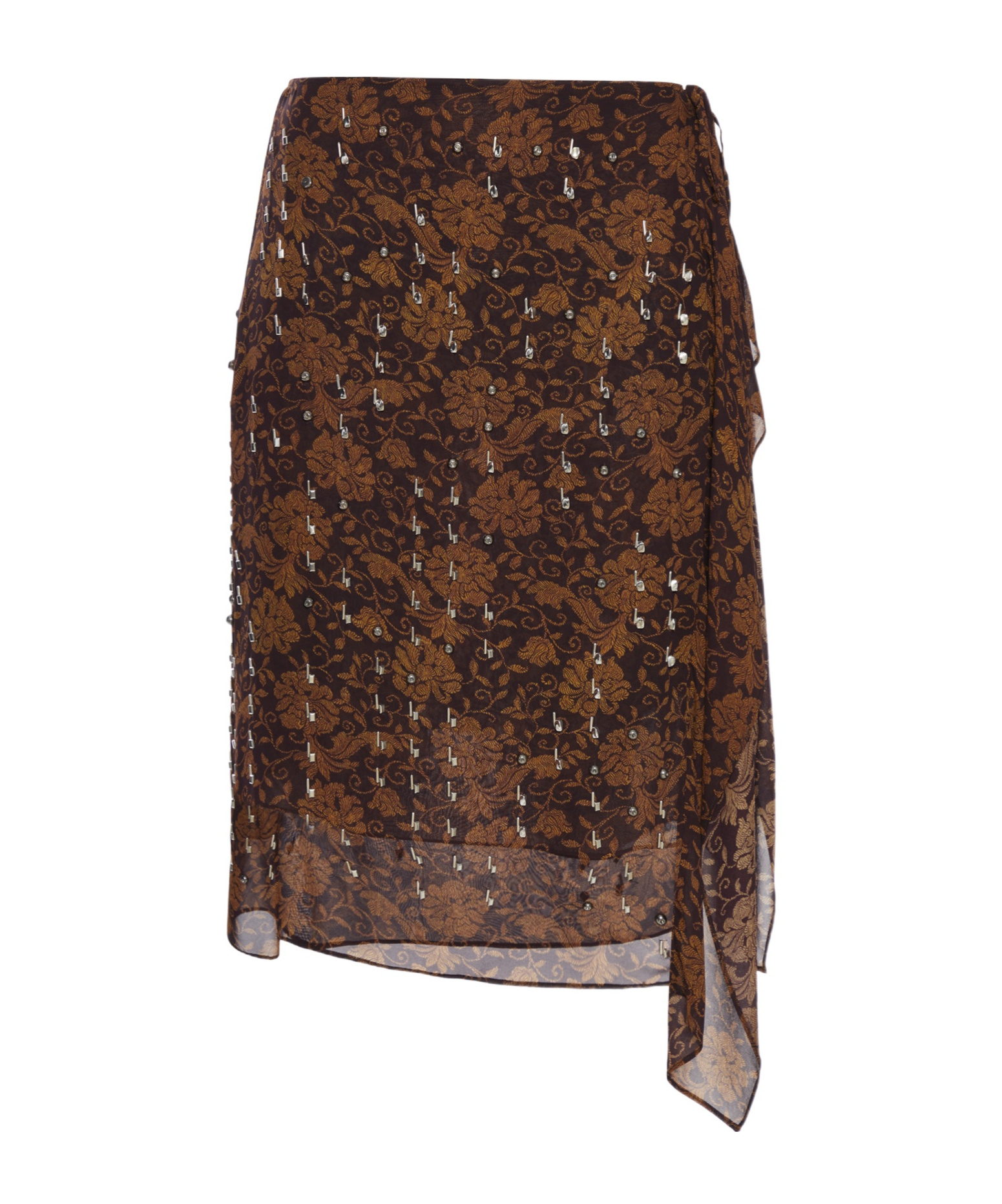 Shop Dries Van Noten Floral Print Skirt In Brown