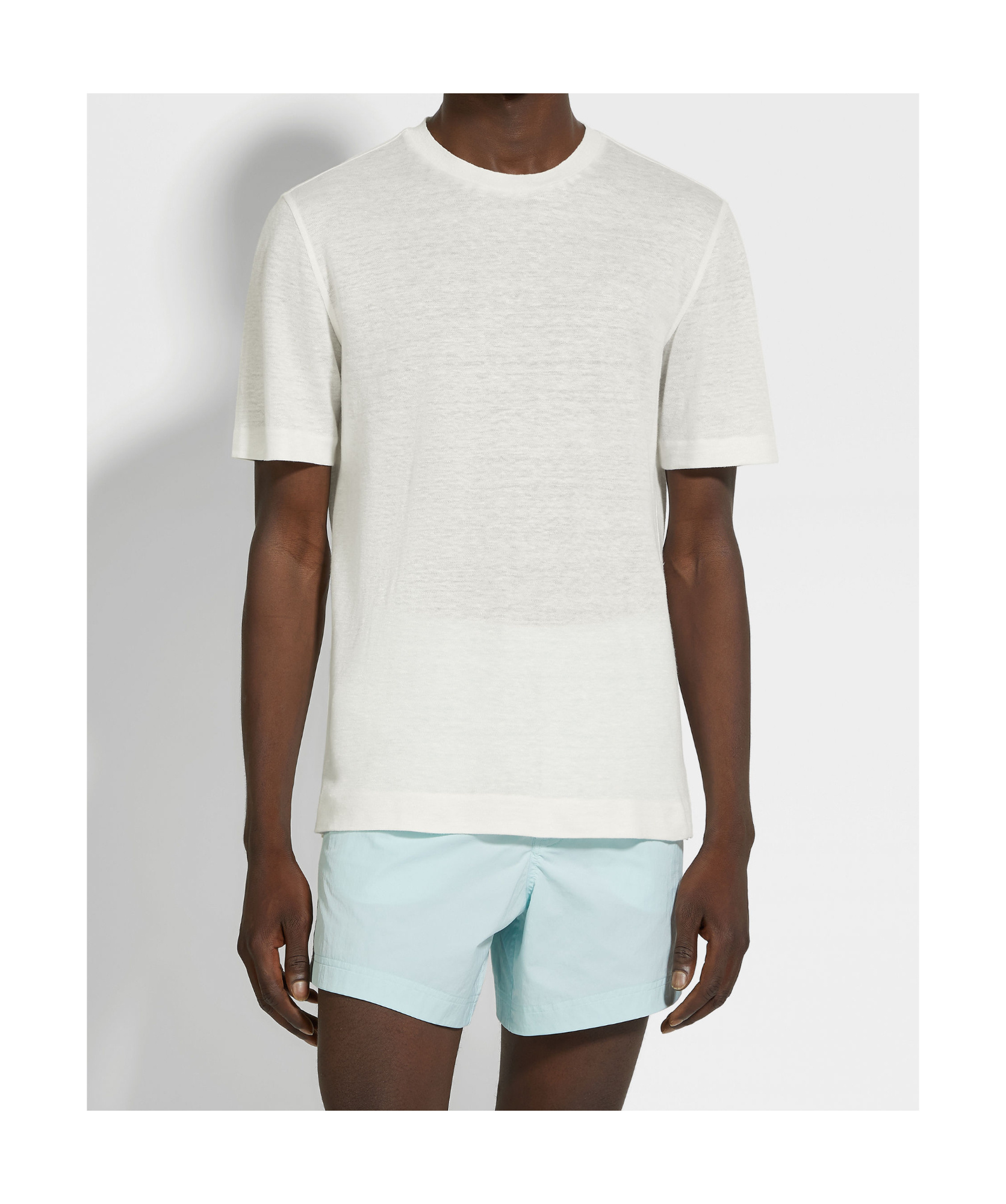 Zegna Short Sleeve Linen T-shirt In Neutral