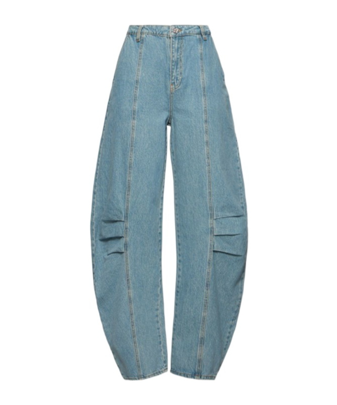Rotate Birger Christensen Logo Wide-leg Denim Trousers In Blue