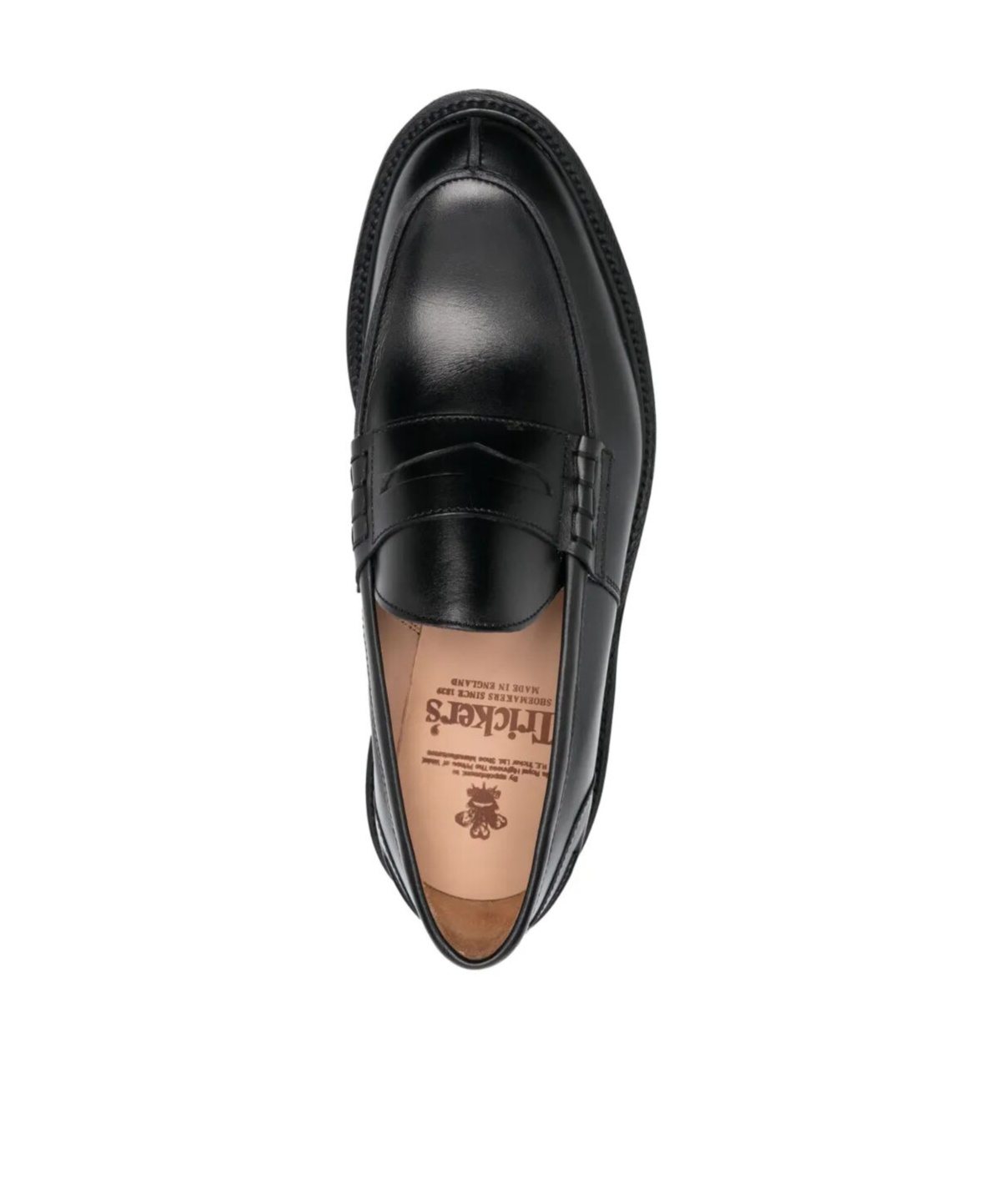 Tricker's Polished Calfskin Penny Loafers With Stitching In Black
