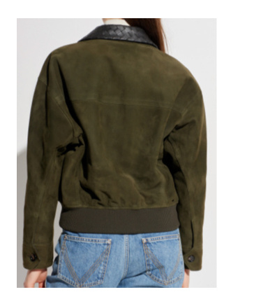 Bottega Veneta Leather-trimmed Suede Blouson Jacket In Green