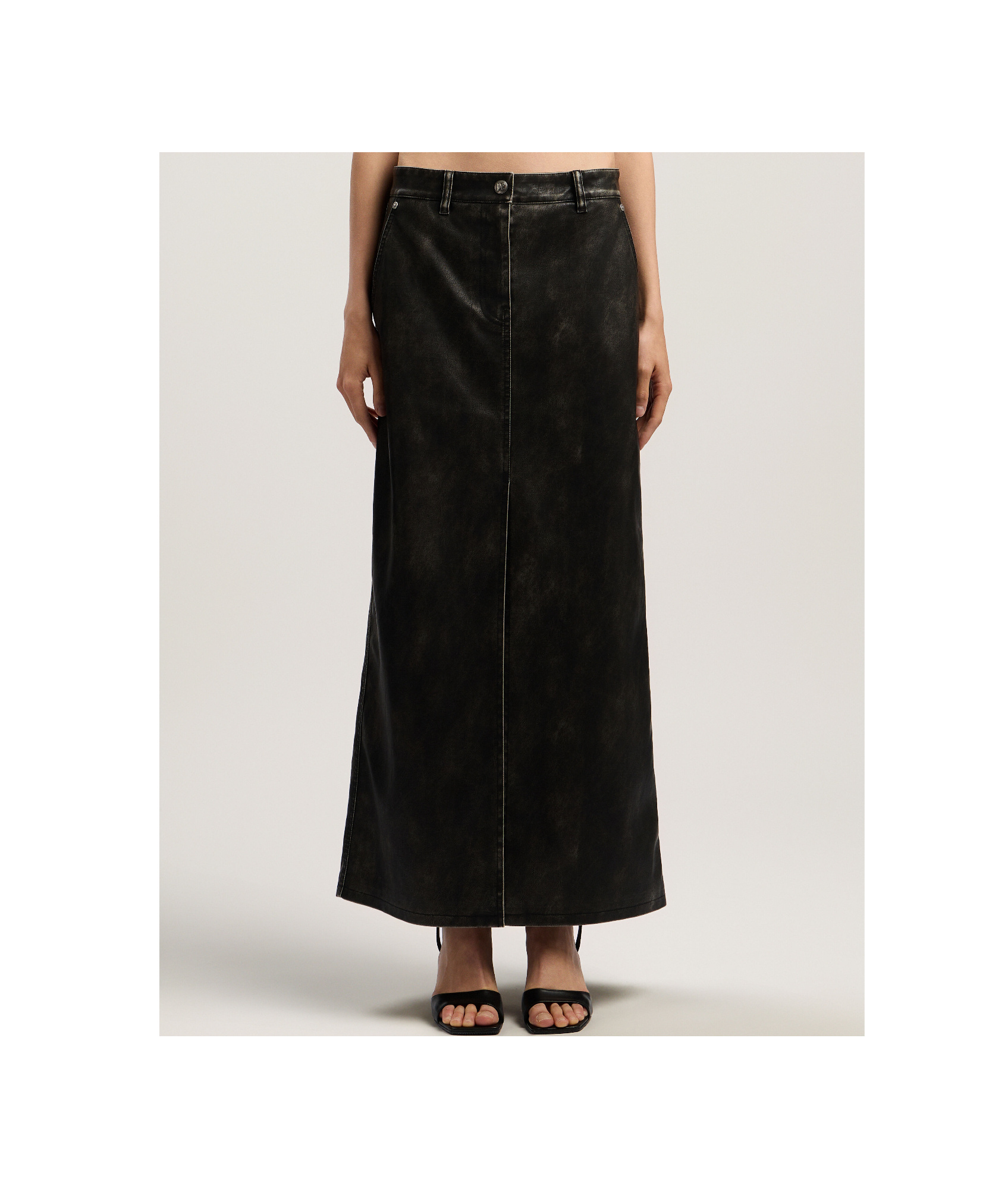 Palm Angels Curved Logo Coated Long Skirt In Black