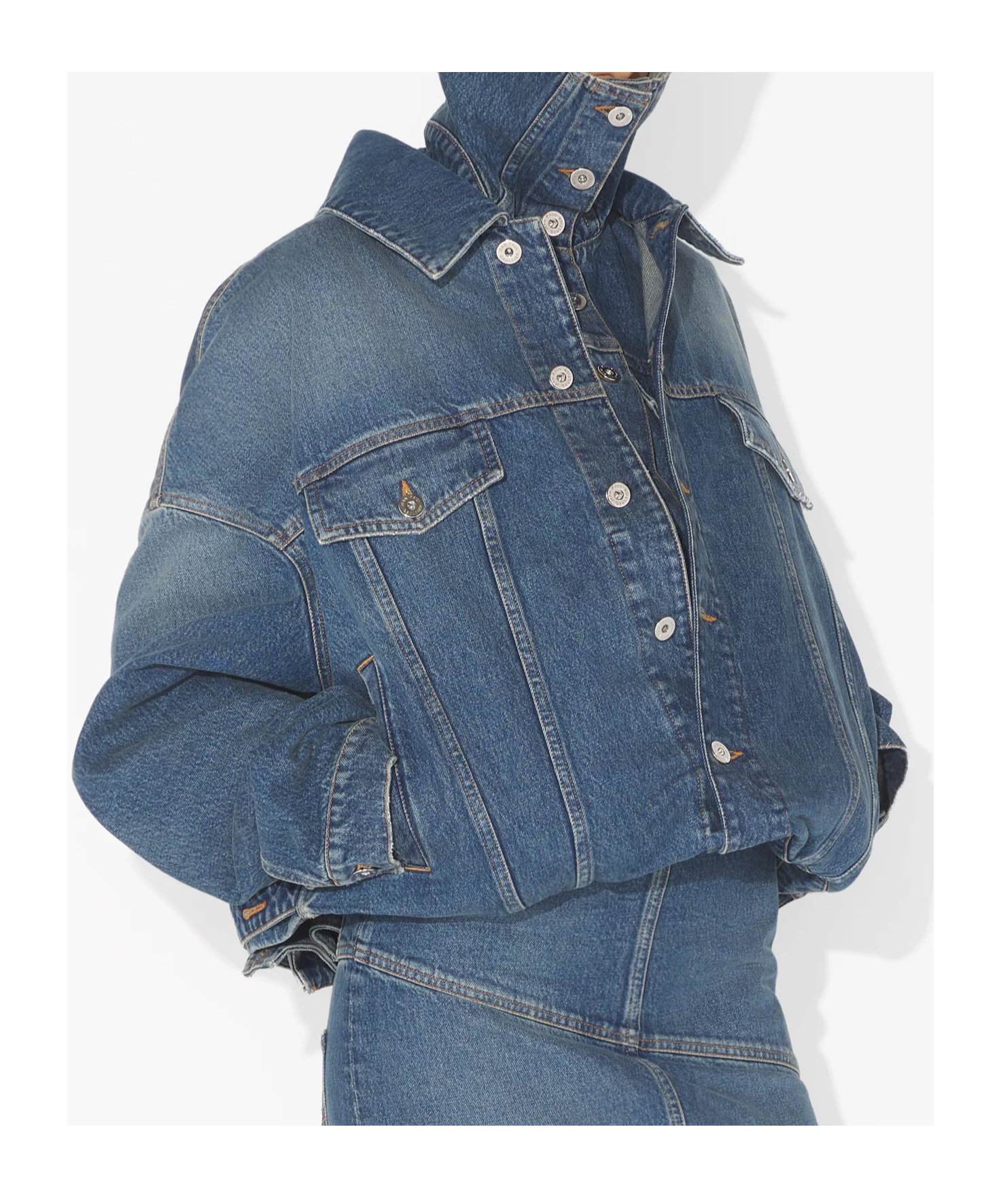 Jean Paul Gaultier Double Layer Hooded Denim Jacket
