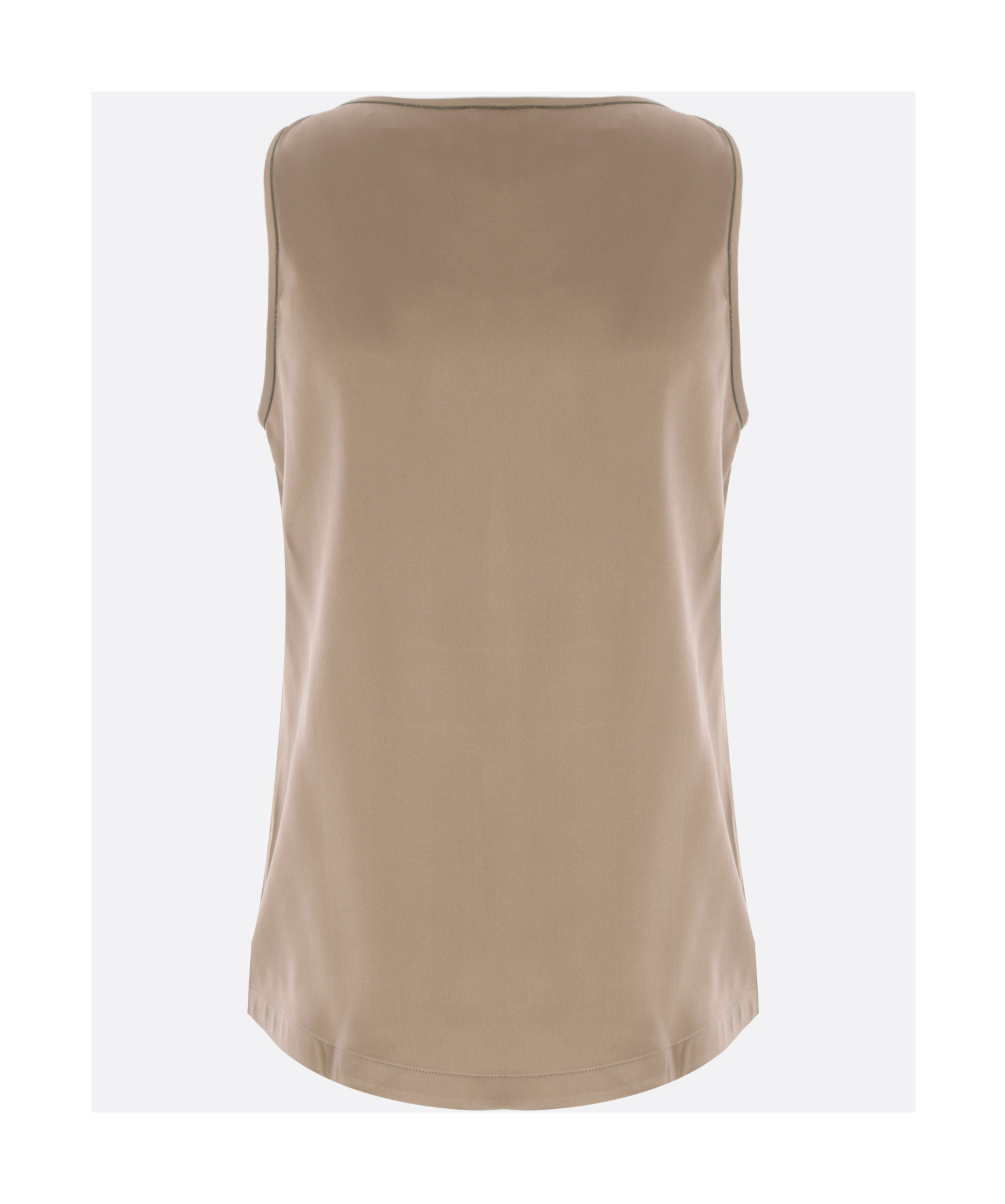 Brunello Cucinelli Round Neck Sleeveless Vest In Nude