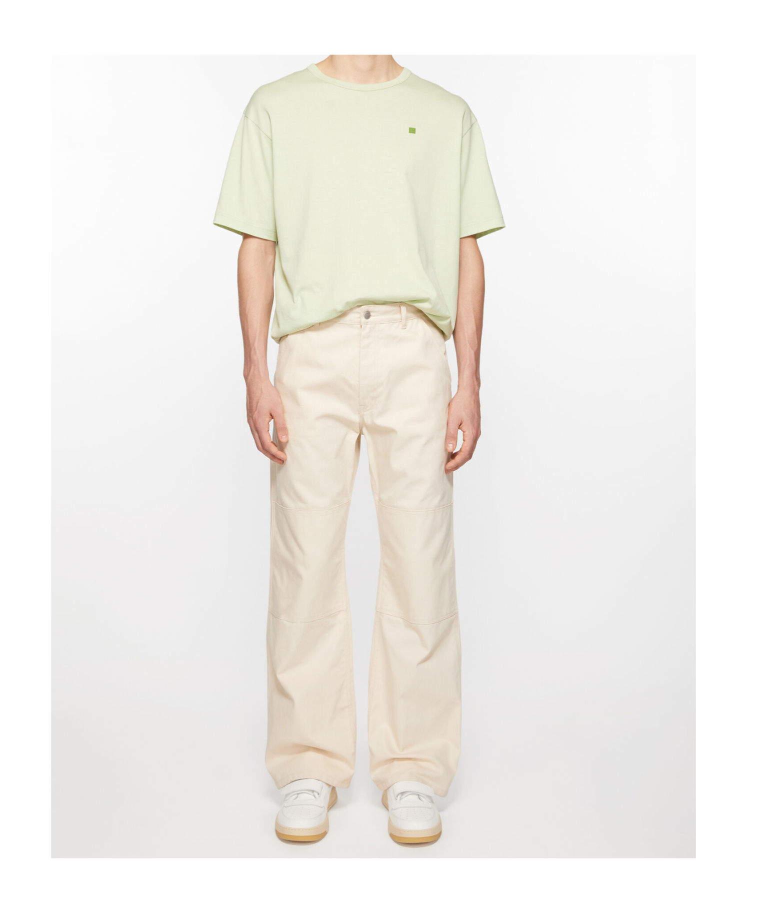 Acne Studios Patch Canvas Straight Trousers In White