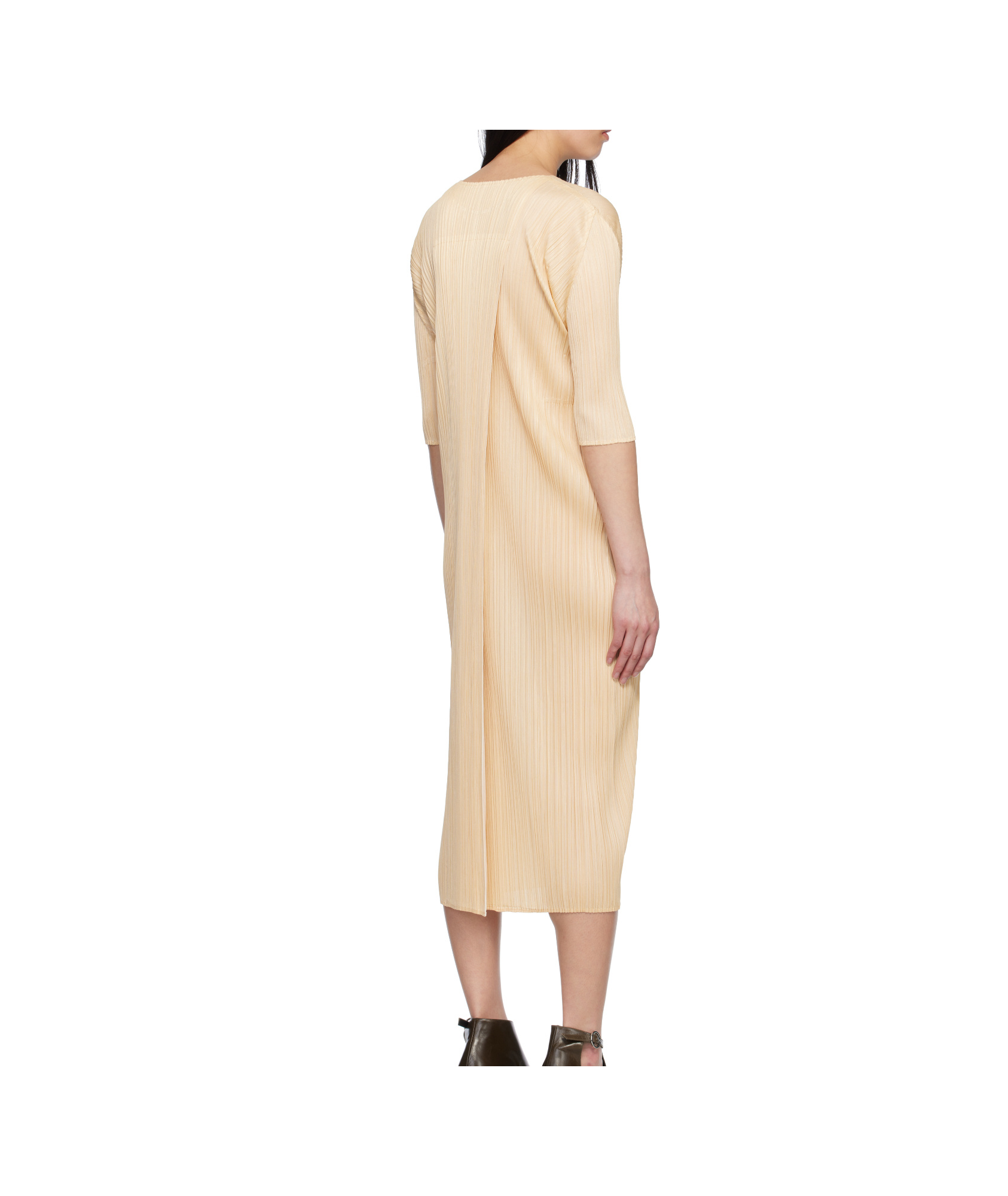 Issey Miyake Beige Merry Bicolor Midi Dress In Beige