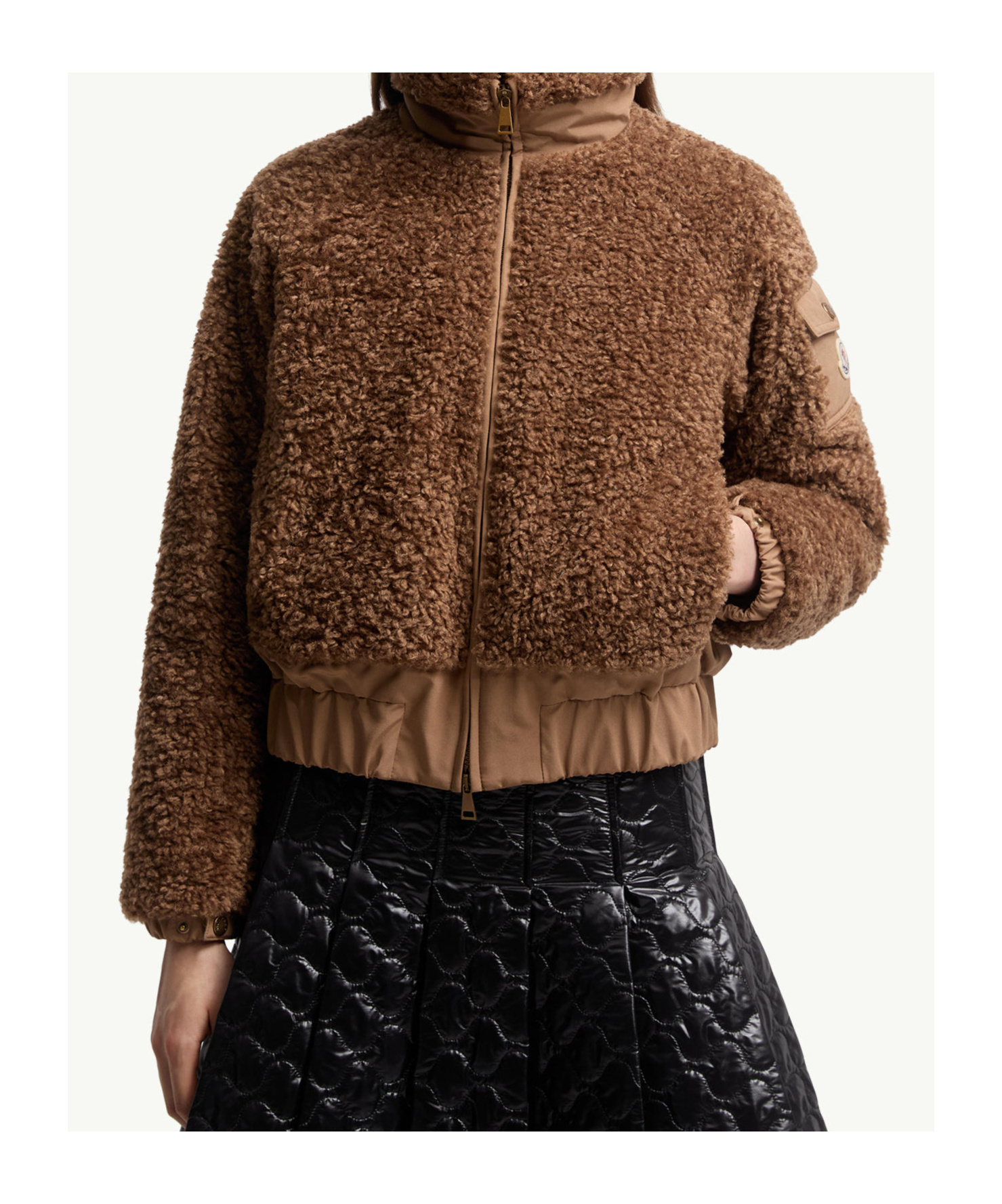 Moncler Coligny Faux Shearling Down Jacket In Brown