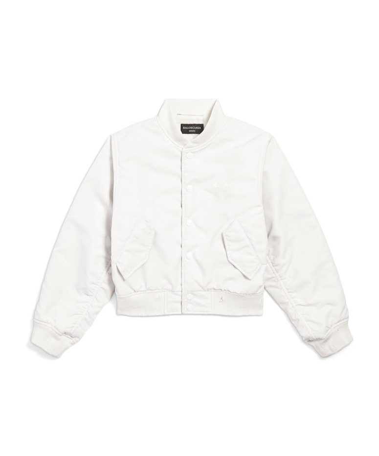Balenciaga Loop Sports Icon Shrunk Varsity Jacket In White