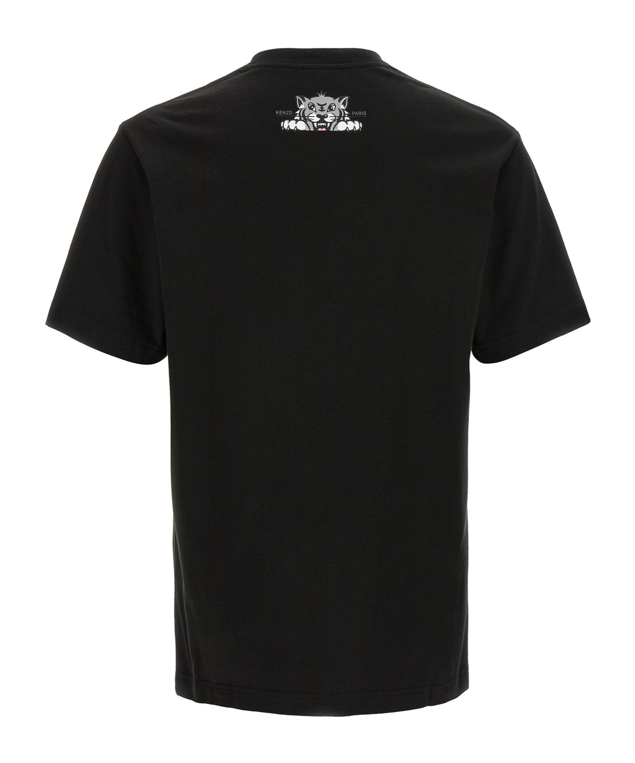 Kenzo Black T-shirt With Happy Tiger Print On The Front In Black